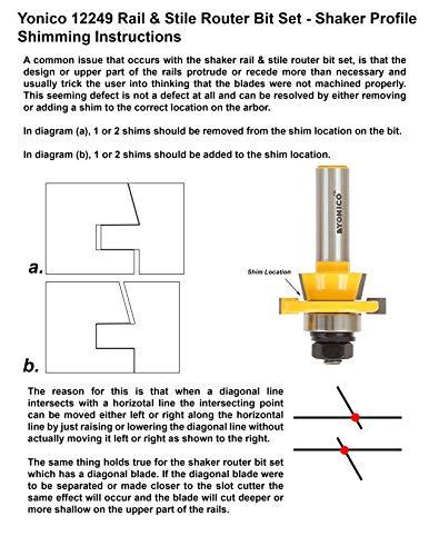 Yonico Yonico Cabinet Door Rail and Stile Router Bits Set 2 Bit Shaker 1/2-Inch Shank 12249