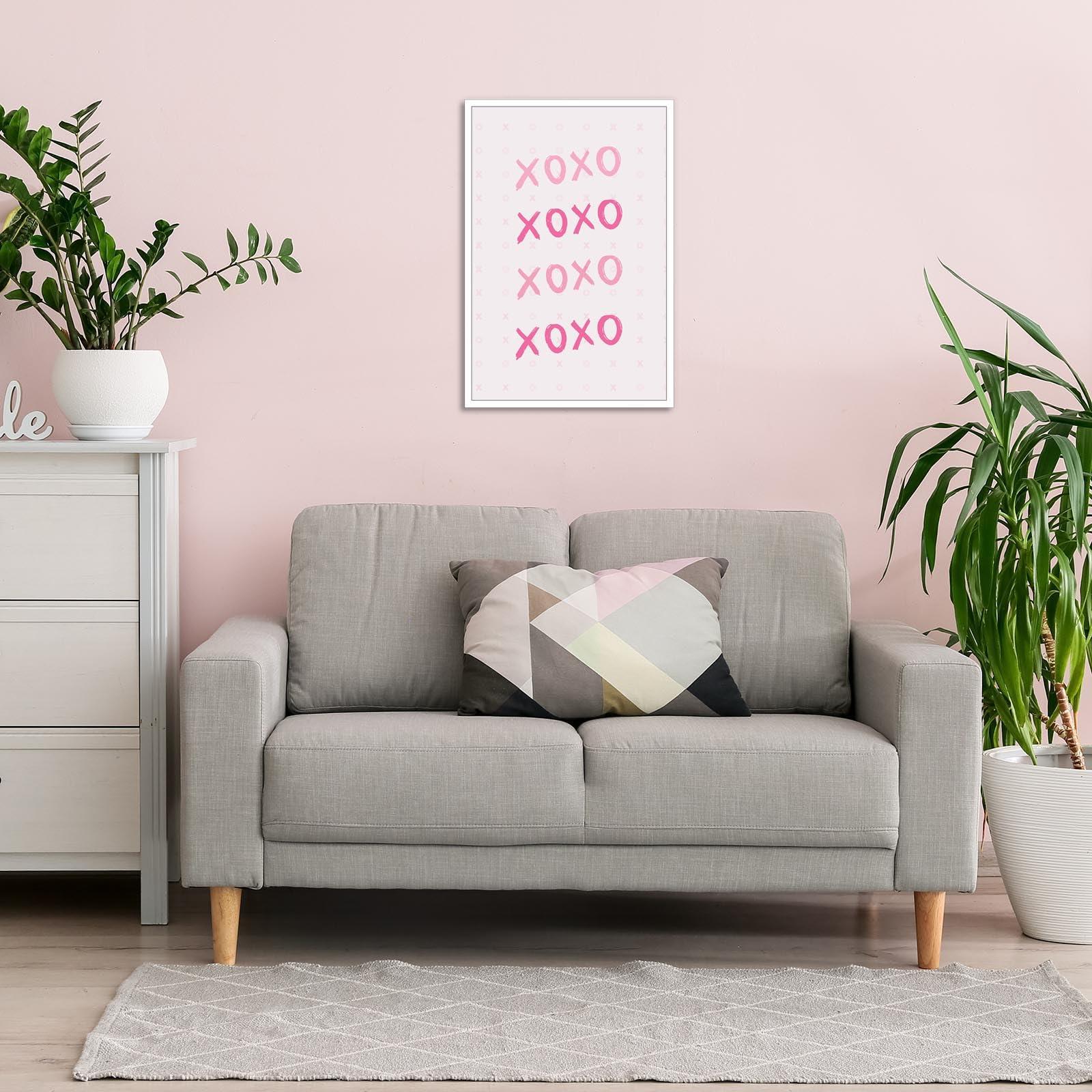HomeLoft Basics Pink Xo Wall Art Preppy Grily Poster Minimalist Cute Girl Room Wall Decor Watercolor Aesthetic Xo Prints Painting For Home Bathroom Bedroom Living Room Apartment 12x16in Unframed
