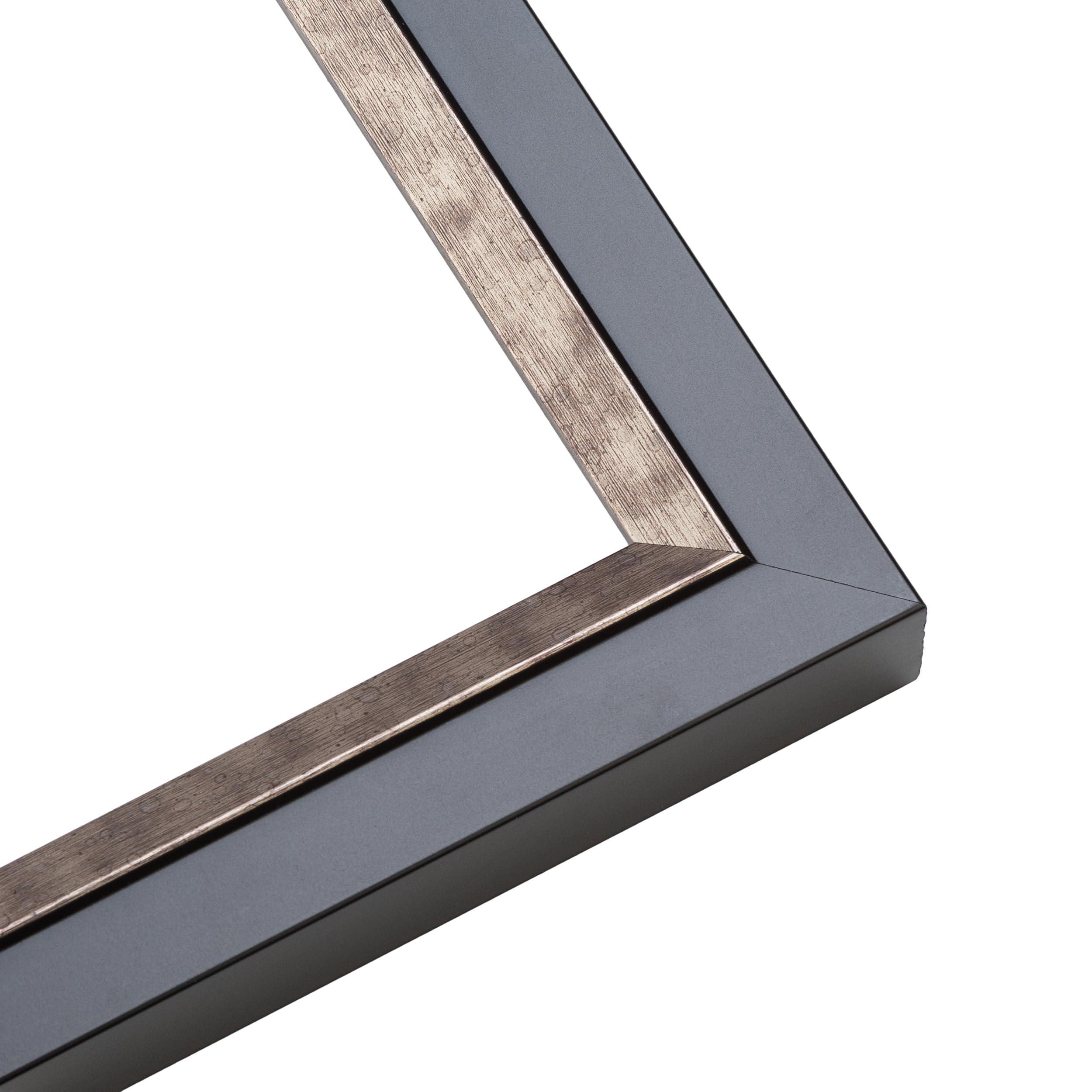 CustomPictureFrames.com 23x31 Frame Silver Real Wood Picture Frame Width 1.25 Inches | Interior Frame Depth 0.75 Inches | Dante Modern Photo Frame Complete with UV Acrylic, Foam Board Backing & Hanging Hardware