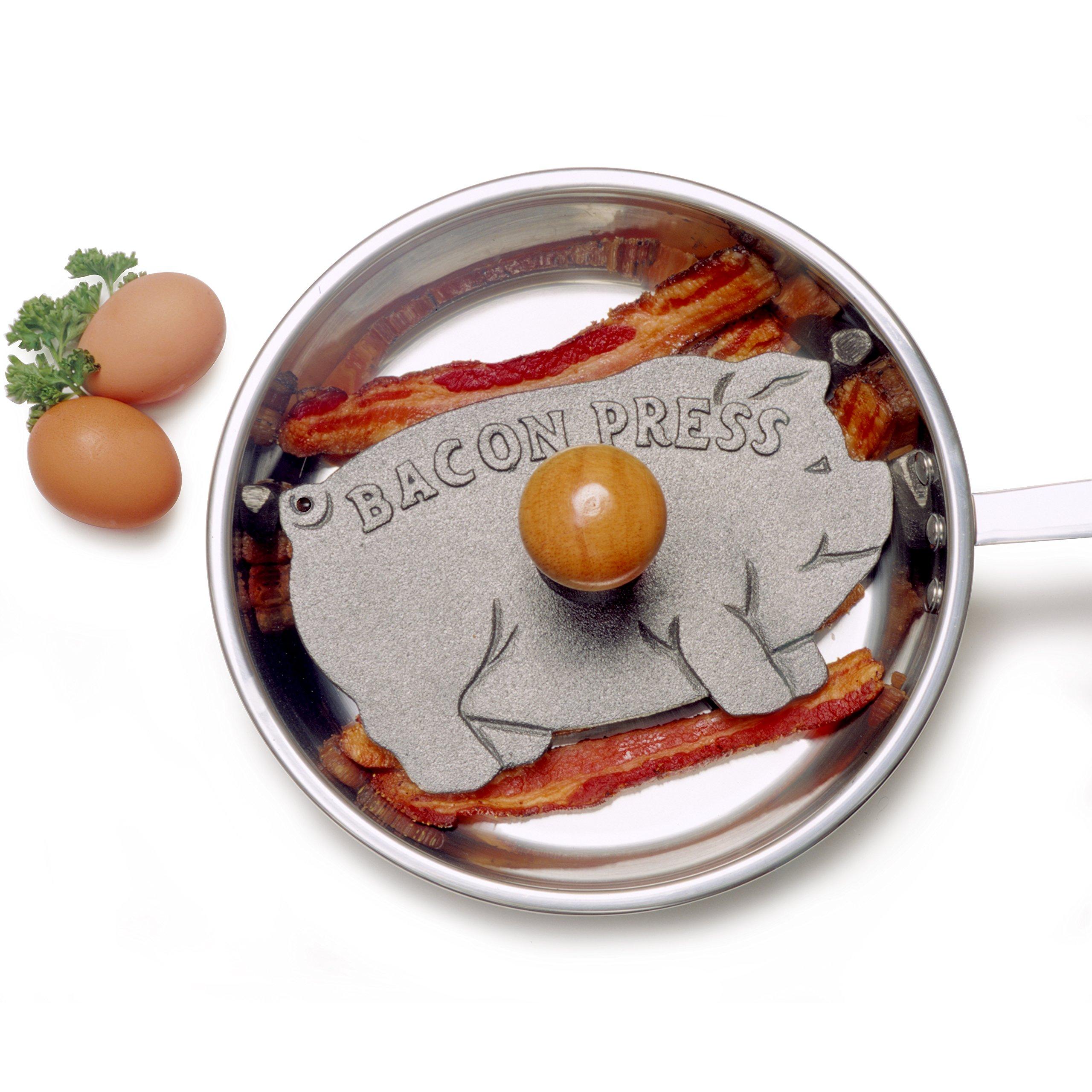 Norpro Norpro Cast Iron Pig Shaped Bacon Press with Wood Handle, 8.5in/21.5cm