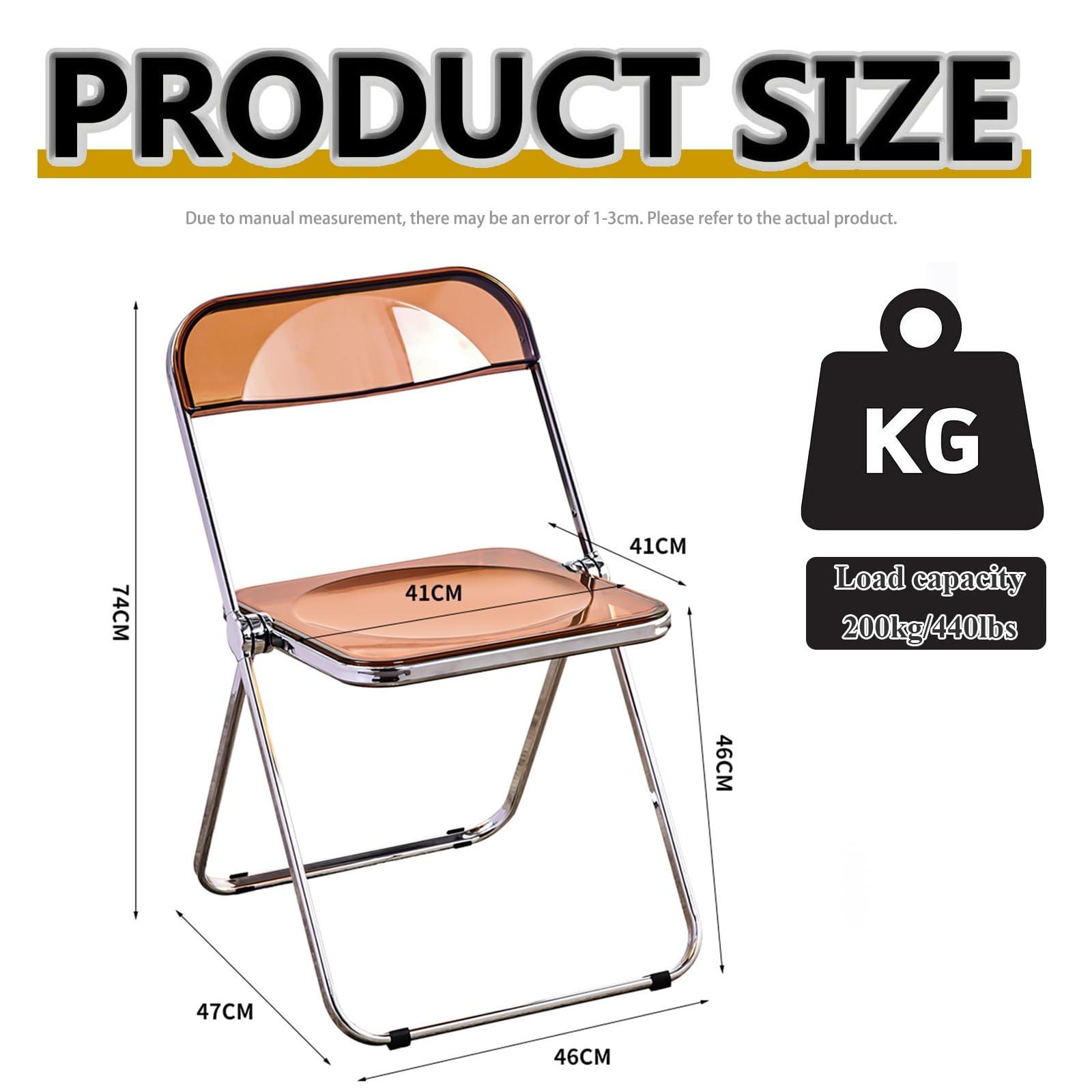 Diodceraic Acrylic Chair,Clear Chair Foldable And Stackable,Acrylic Folding Chair, Transparent Modern Clear Folding Dining Chairs,Transparent Armless Foldable Chair,for Bedroom, Living Room, Dining,Study Room (