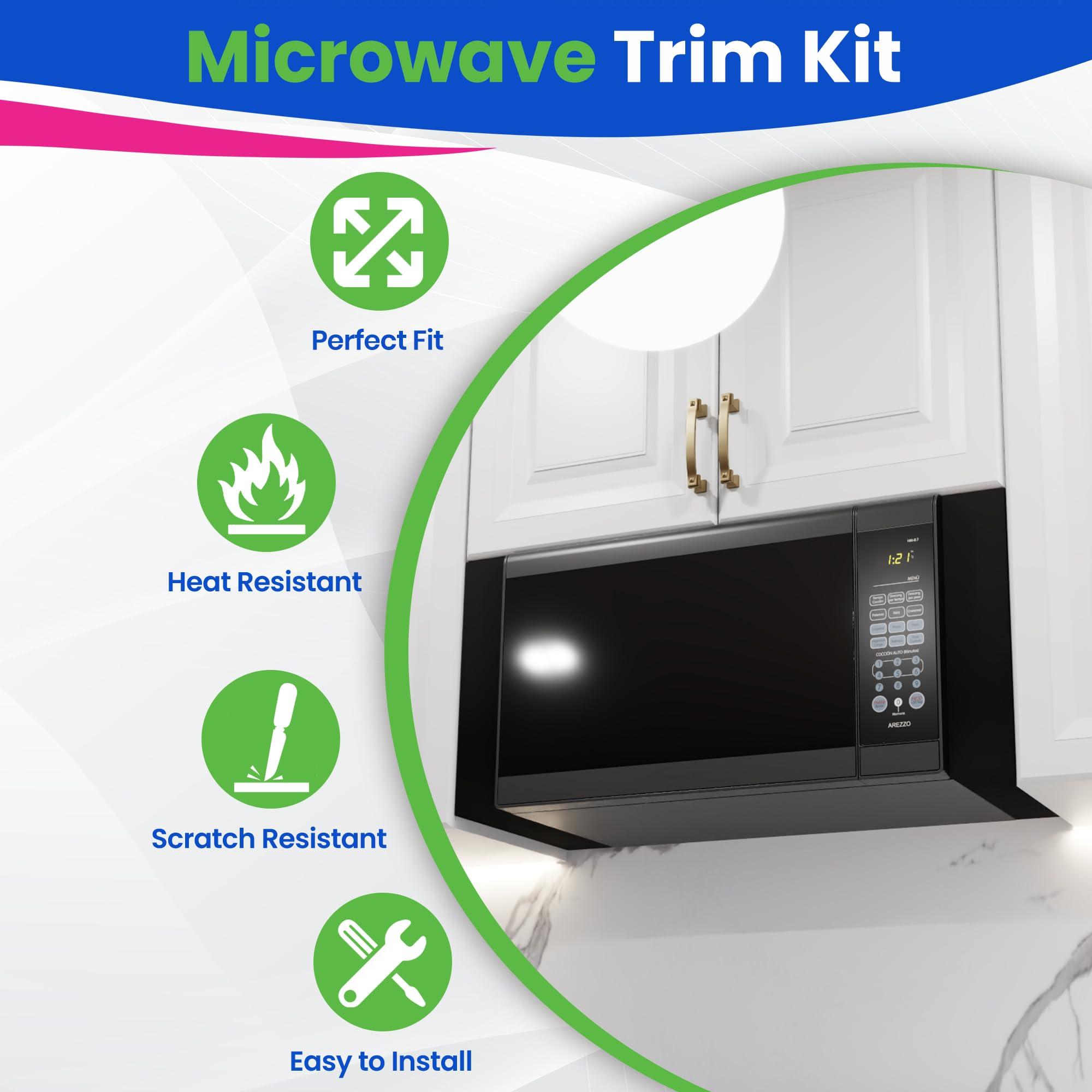 Bagean Microwave Filler Kit 2.95W Black Microwave Trim Kit Replaces Whirlpool W10164739 - Universal Microwave Trim Kit Fits Most Brands - Fills Over The Range Oven Cabinet Gap - 10.75D x 17.25H