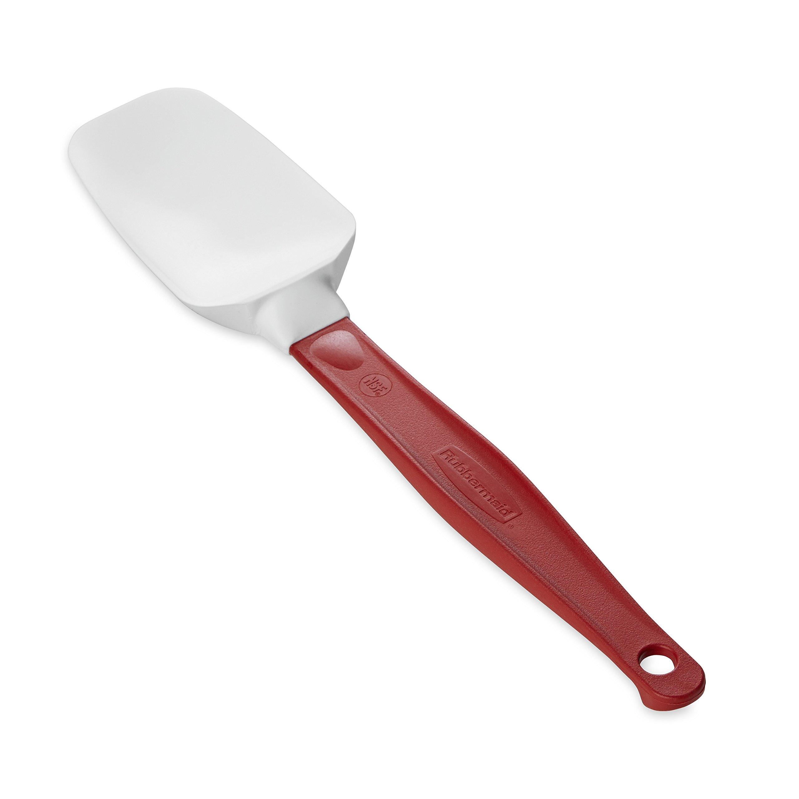 Rubbermaid Rubbermaid Commercial Products High Heat Resistant Silicone Heavy Duty Spatula/Food Scraper, 9.5", 500 Degrees F, Red Handle, for Baking/Cooking/Mixing, Commercial Dishwasher Safe