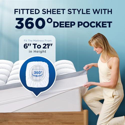 Biteany Premium Memory Foam Mattress Topper King for Ultra Comfort, 2\" Plush Pillow Top King Mattress Topper with Breathable Air Mesh Sides, Soft Mattress Pad Cover with Deep Pocket Fits 6-21\" Mattress