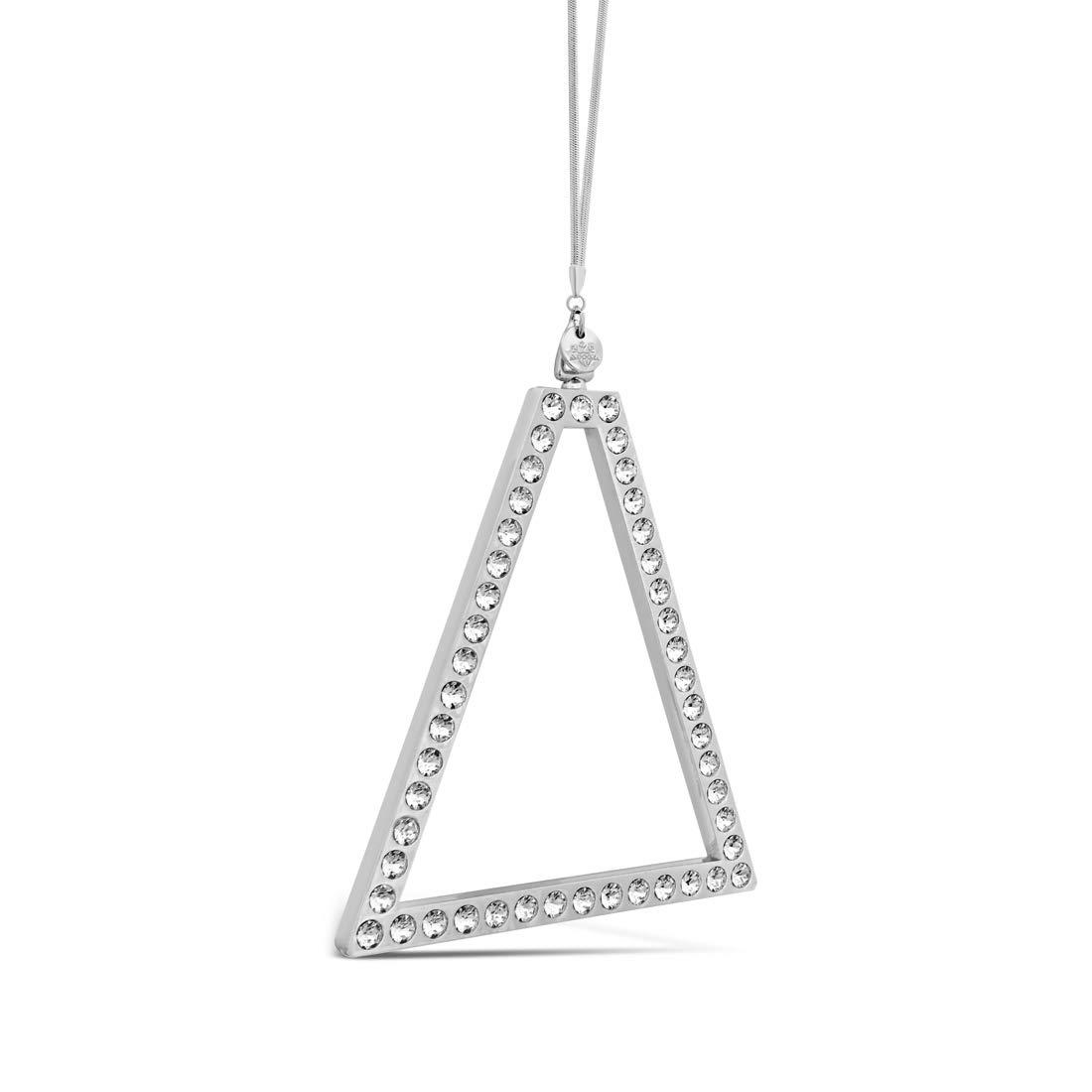 Crystamas Christmas Tree Ornaments for the Home - Platinum Triangle Shaped Pryamide Magnus Christmas Decorations with Swarovski Crystals Includes Keepsake Box, Chain and Hang Tag
