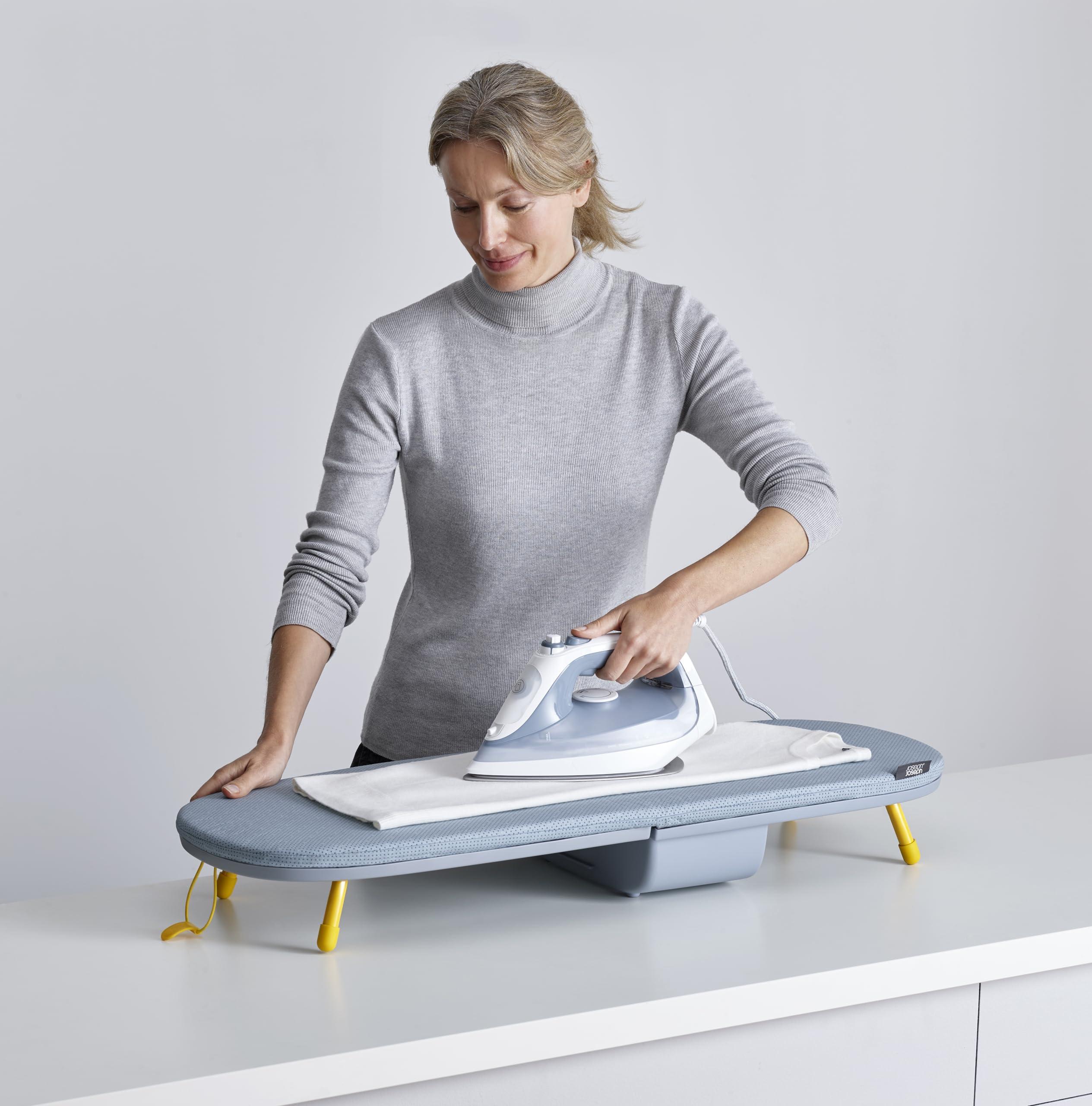 Joseph Joseph Joseph Joseph Folding Tabletop Ironing Board with Iron Holder, Compact, Space-Saving, Grey/Yellow