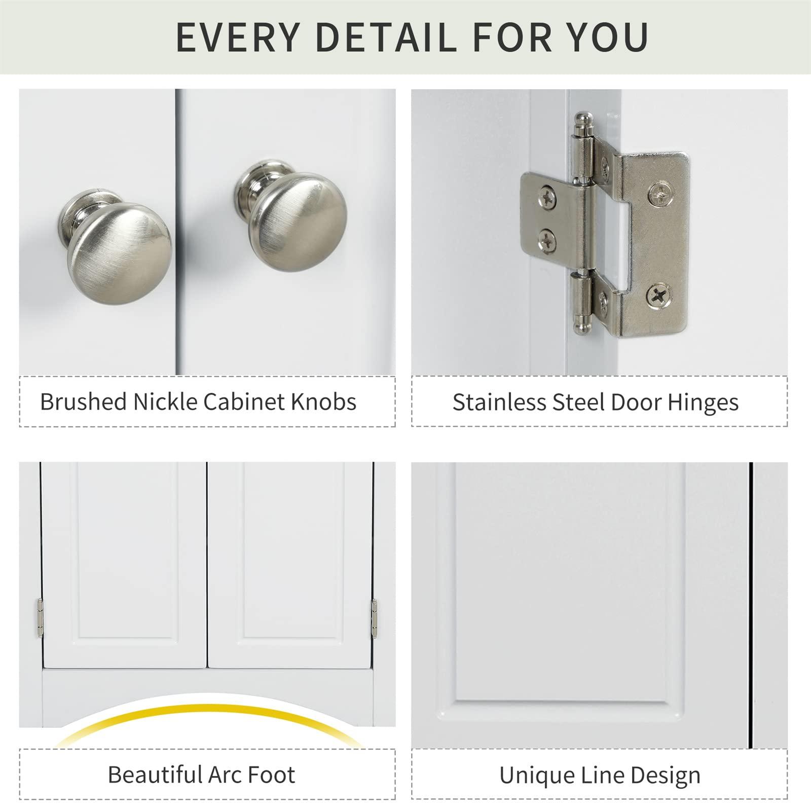 i-POOK Bathroom Corner Cabinet, Corner Bathroom Cabinet with 2 Doors, 2 Adjustable Shelves, Triangle Bathroom Storage Cabinet Freestanding, Corner Storage Cabinet for Bathroom, Living Room, Kitchen, White