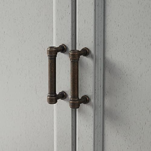 Crosley Furniture Crosley Furniture Tara 3-Piece Entertainment Center with TV Stand, Bookshelves, and Storage Shelves, Distressed Gray