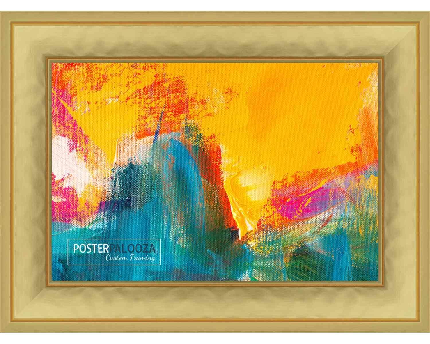 Poster Palooza 12x17 Contemporary Gold Complete Wood Picture Frame with UV Acrylic Plexiglass, Foam Board Backing & Hardware Included