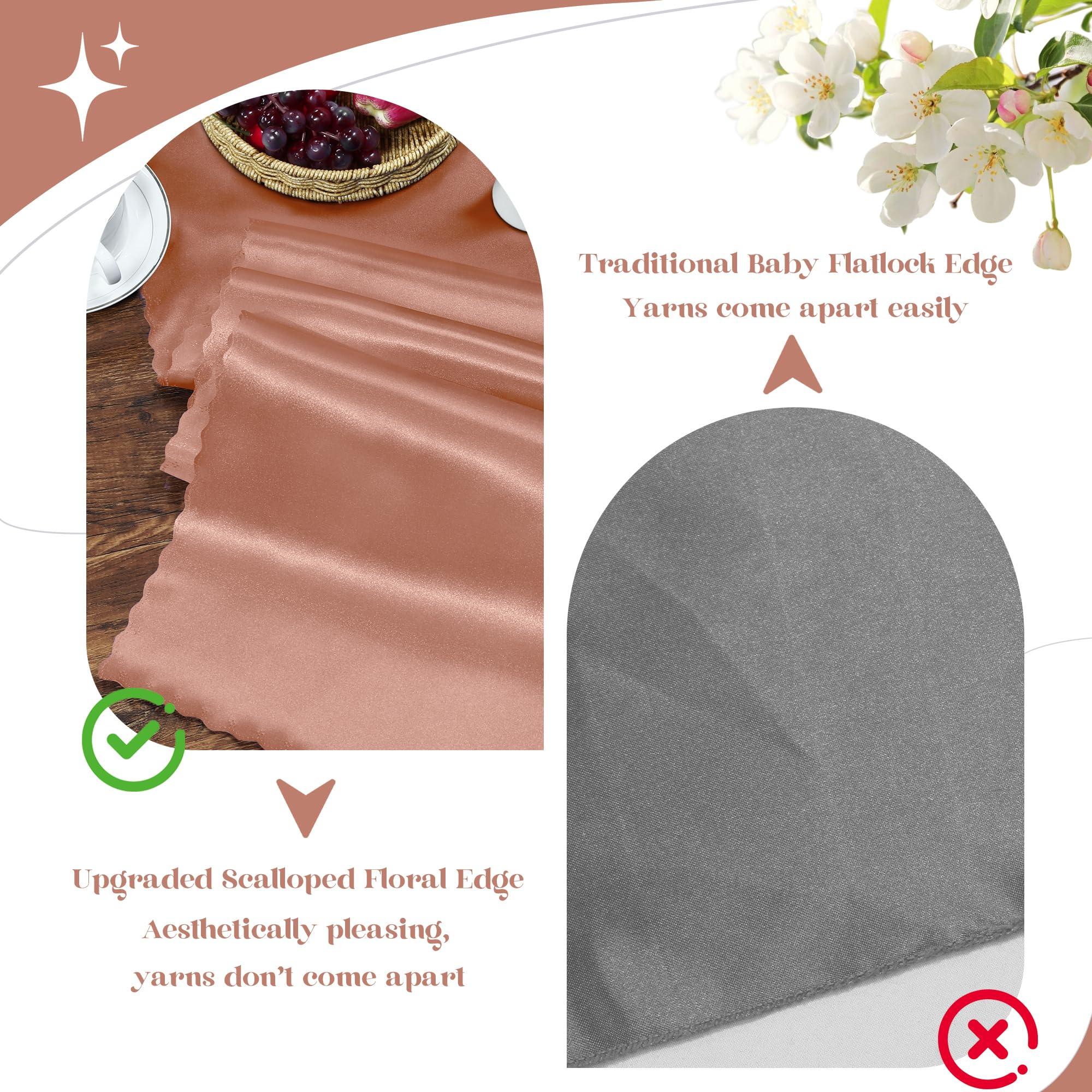 VACVELT VACVELT 6 Pack Satin Table Runners 12 x 72 Inches Long, Rose Gold Table Runners Wedding Table Runner Decorations, Bright Smooth Table Runners for Birthday Party Banquet Graduation Engagements