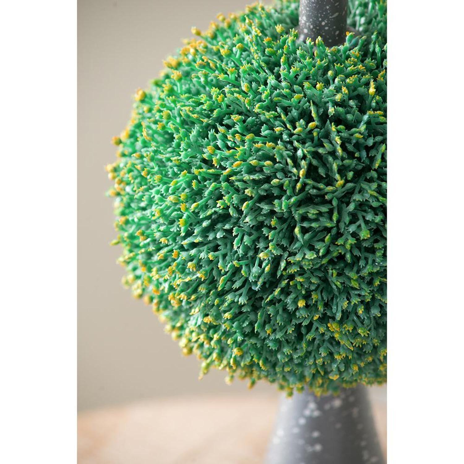 T2 CONCEPT T2 CONCEPT 26 Tall Artificial Two Tiered Boxwood Topiary on Artistic Metal Spire, Faux Greenery, Home Decor Botanical Accent, for Living Room, Entryway, Porch