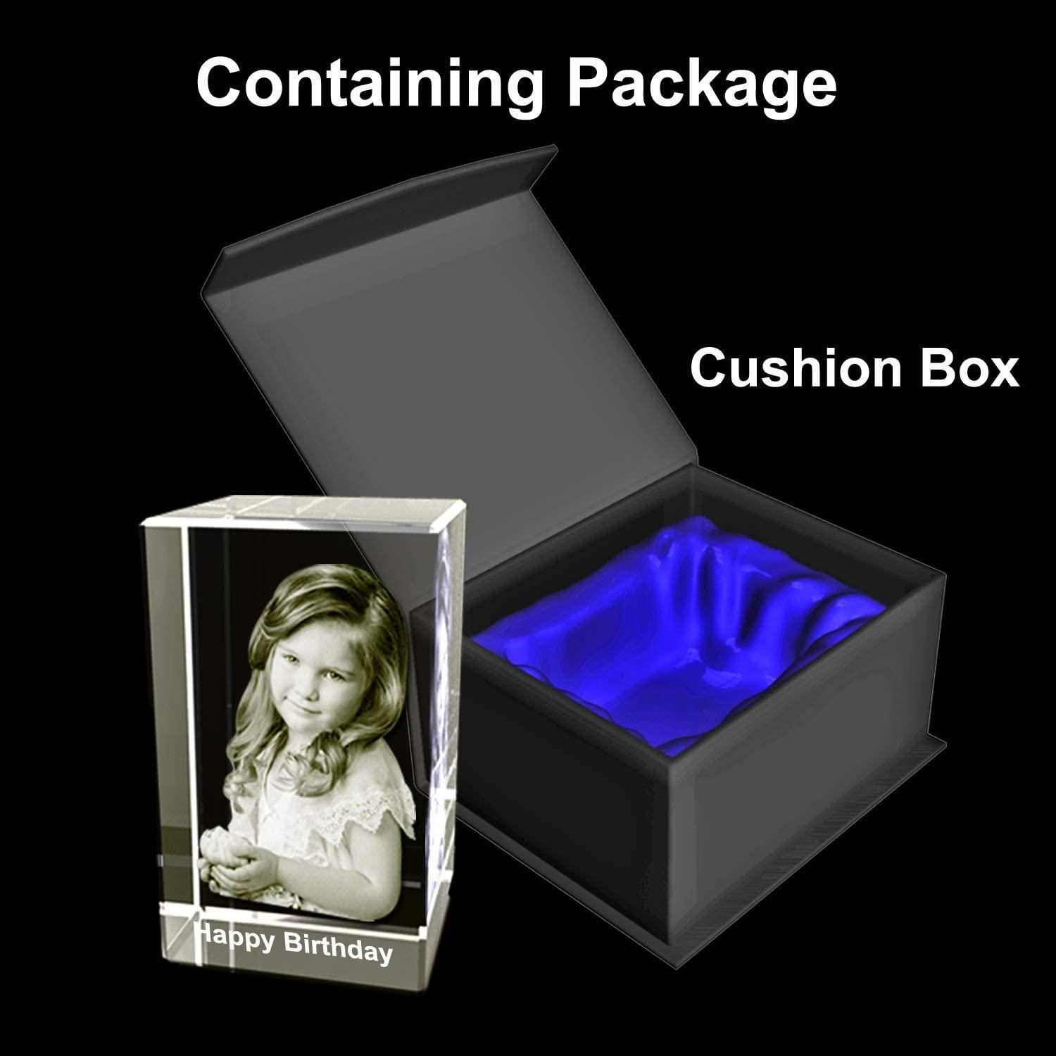 A&B Crystal Collection Personalized Custom 3D Holographic Photo Etched Engraved Inside The Crystal with Your Own Picture (Birthday, Wedding Gift, Memorial, Mother\'s Day, Valentine\'s, Christmas, Personalized) Small Rectangle (1.96\" x 3.14\" x 1.96\")