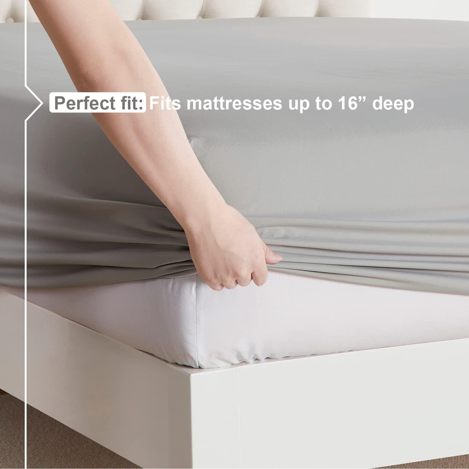 Nestl Nestl Split King Sheets for Adjustable Beds - 5 Piece Split King Sheets Set, Deep Pocket, Hotel Luxury, Extra Soft, Breathable and Cooling, Light Grey Split King Bed Sheets