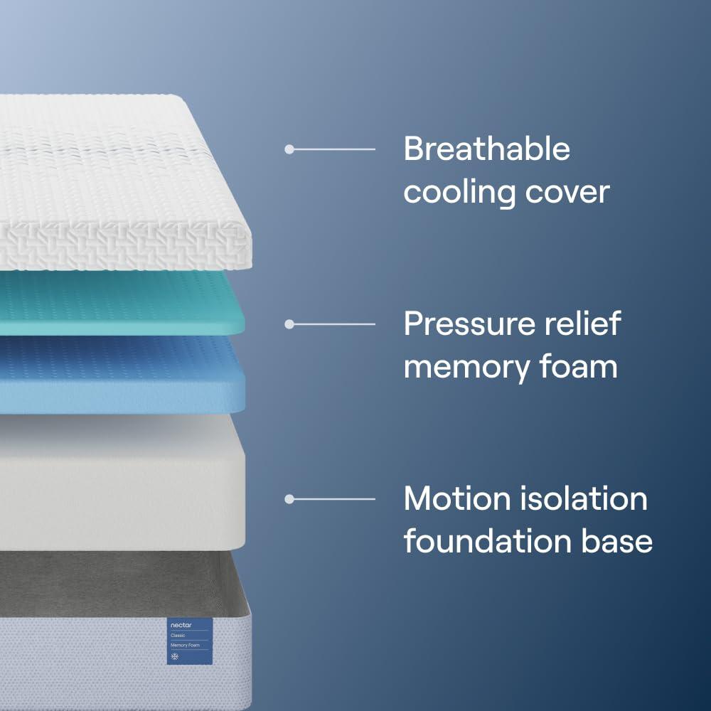 Nectar Nectar Classic 12 Cal King Mattress (New Version) - Medium Firm - Contouring Memory Foam - Cooling Top Layer - Support & Pressure-Relief - Minimal Motion Transfer - 365-Night Trial & Forever Warranty