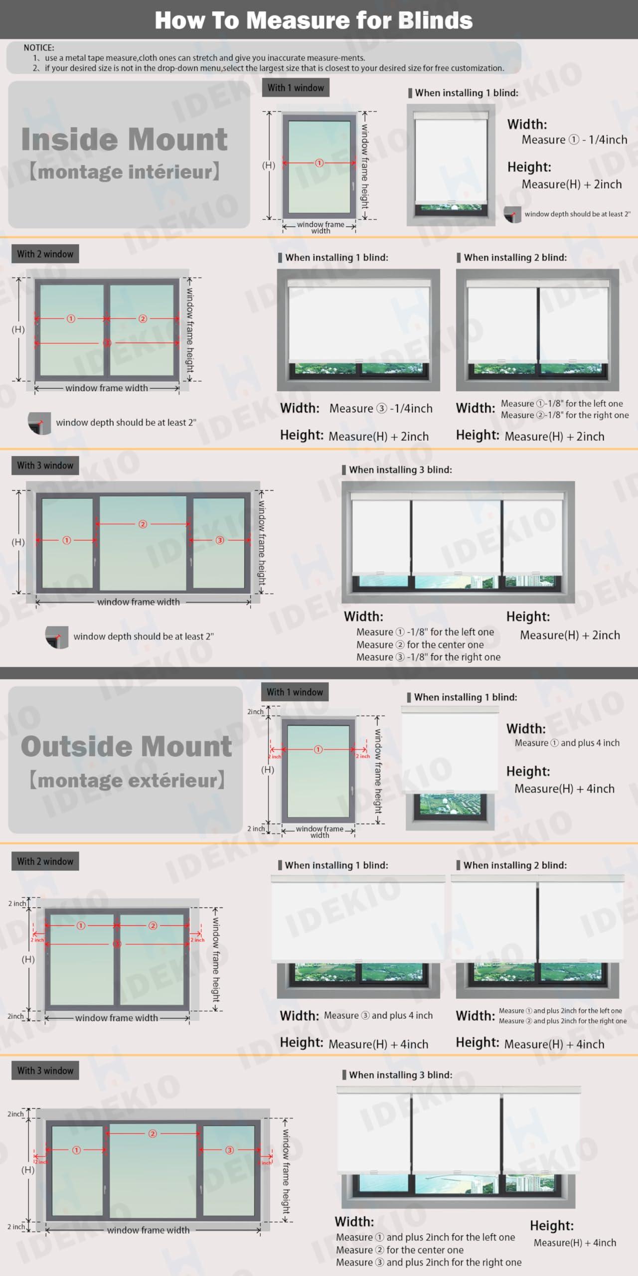 IDEKIO Blackout Roller Blinds for Windows,Custom Size Cordless Black Out Roller Shades,Thermal Insulated Privacy UV Protection Window Shades,Easy to Install,Grey,43" W x [25" H to 98" H Customize]