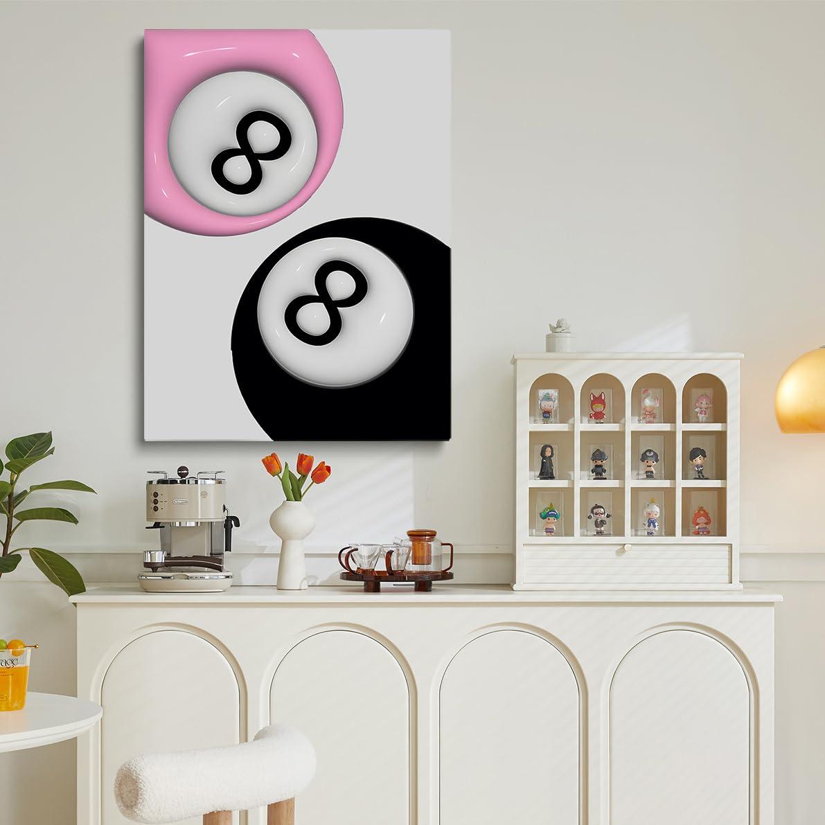 Generic 8 Ball Print Couple Print Pink Trendy Retro Poster Wall Art Preppy Print Room Decor College Dorm Aesthetic Psychedelic Art Trippy Gift 24x36\"framed