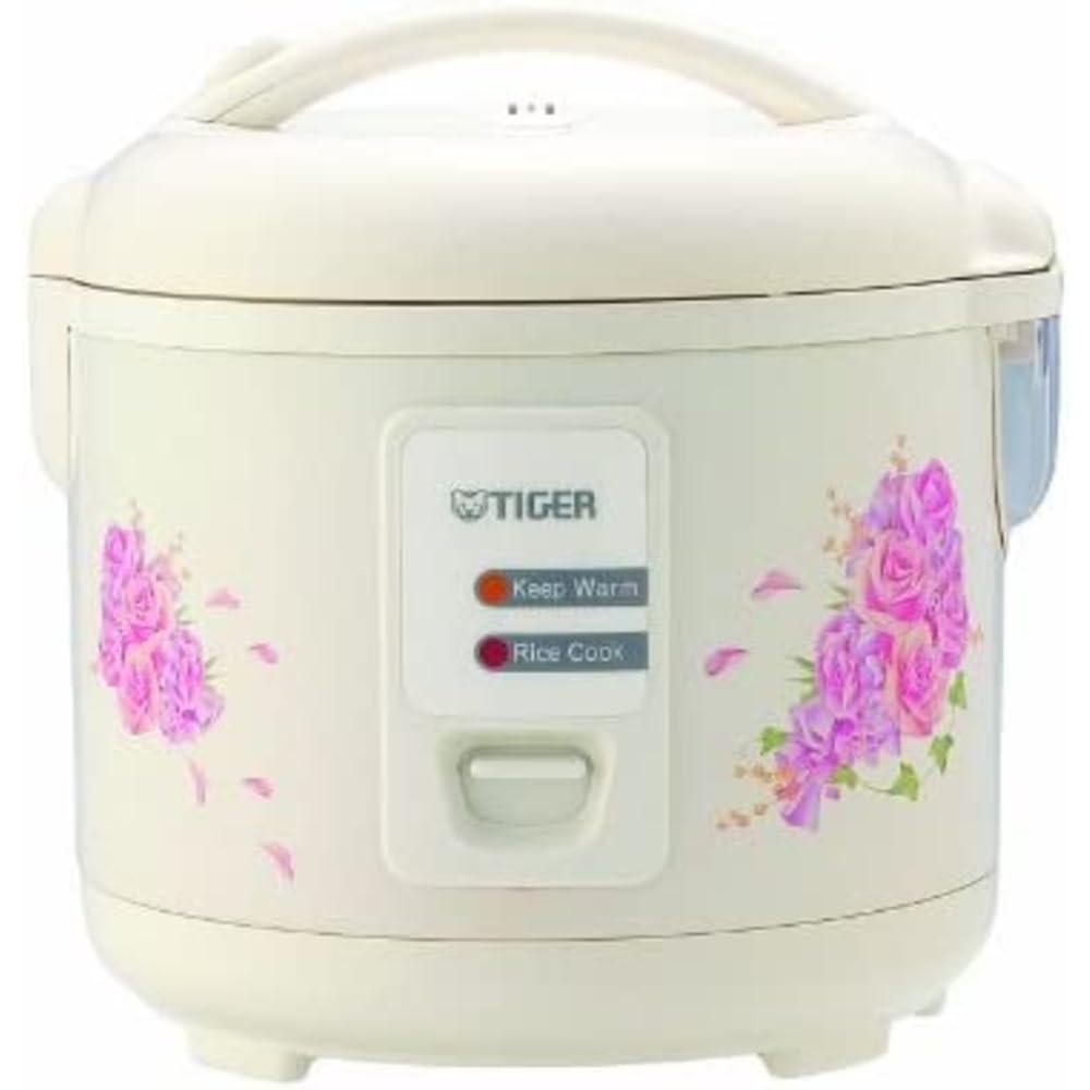 Tiger Tiger JAZ-A18U-FH 10-Cup (Uncooked) Rice Cooker and Warmer with Steam Basket, Floral White