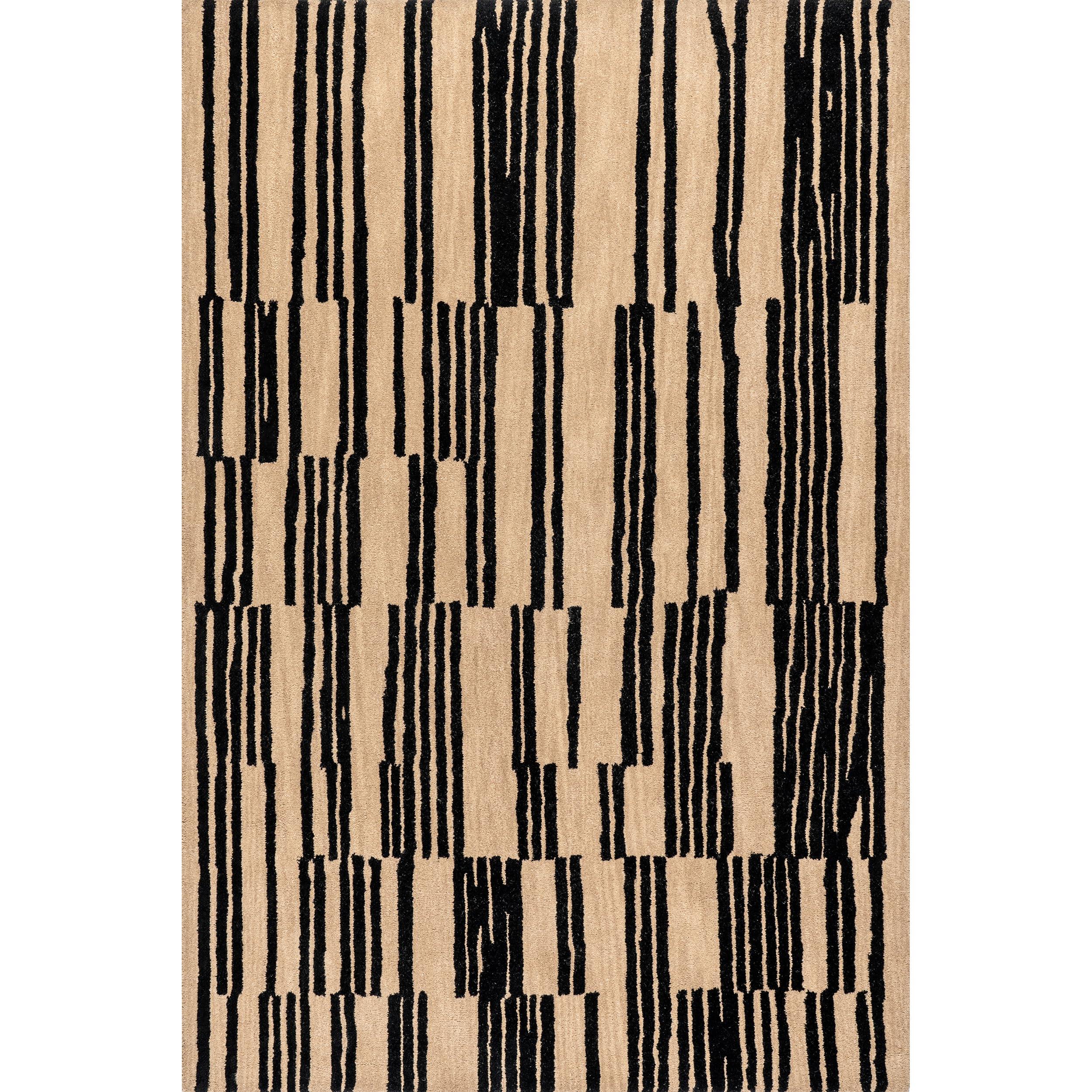 Rugs USA Rugs USA x Arvin Olano Tara Striped Wool Area Rug, 9x12, Black