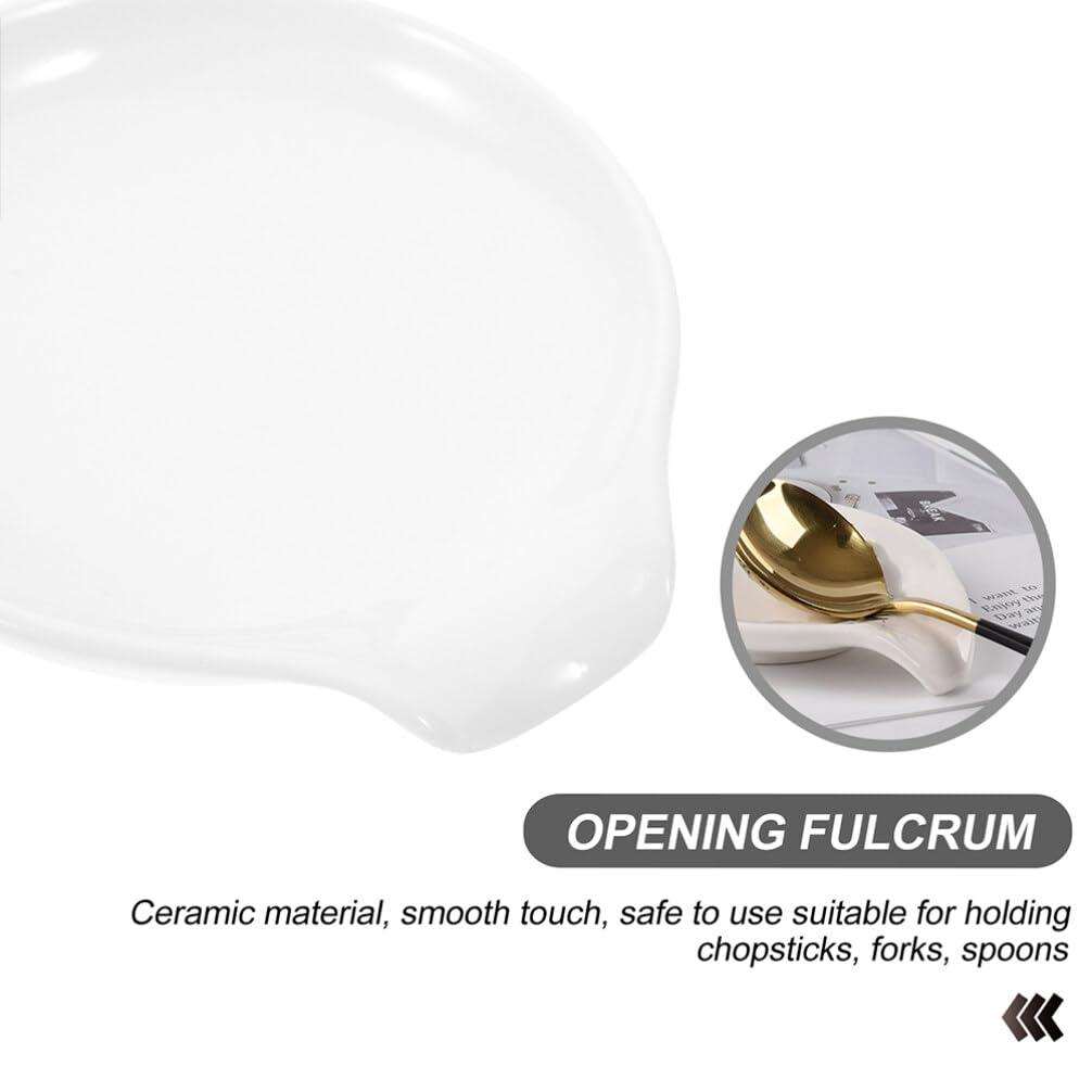 Luxshiny Luxshiny Ceramic Spoon Rest, 4pcs Spoon Holder Coffee Spoon Rest Spoon Cradle Kitchen Spatula Rest Tea Bag Coaster for Countertop Utensils Tongs Cooking Spoon