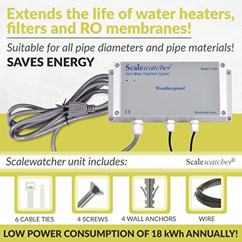 Scalewatcher Scalewatcher 5 Waterproof Electronic Descaler | USA Made & Patented Hard Water Softener/Conditioner Alternative | 700mA Salt-Free Electric Limescale Remover for Swimming Pool, Irrigation & More