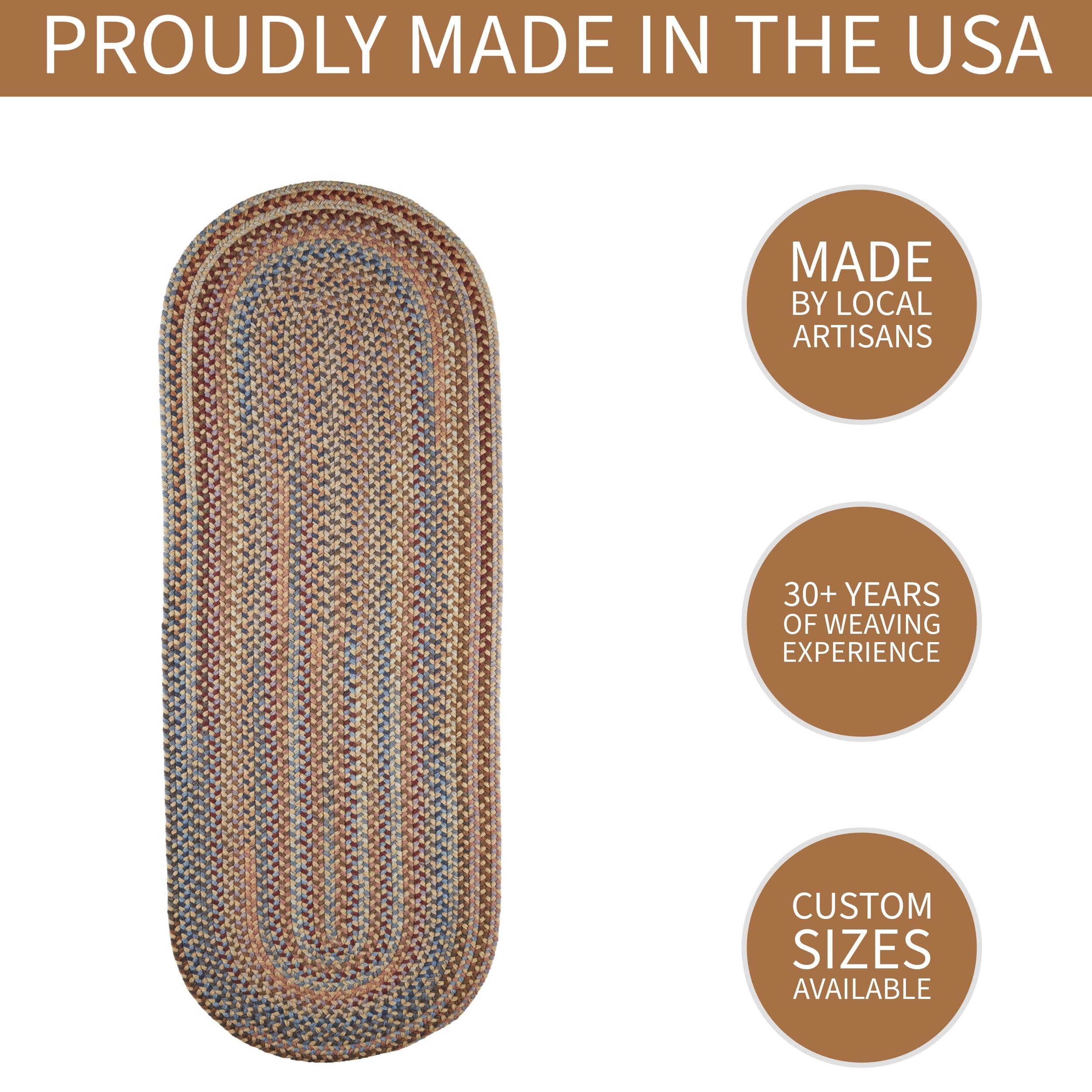 Super Area Rugs Super Area Rugs Premium Wool Braided Rug - Soft & Reversible Woven Rug - Made in USA - Neutral Mix 2' x 9' Runner