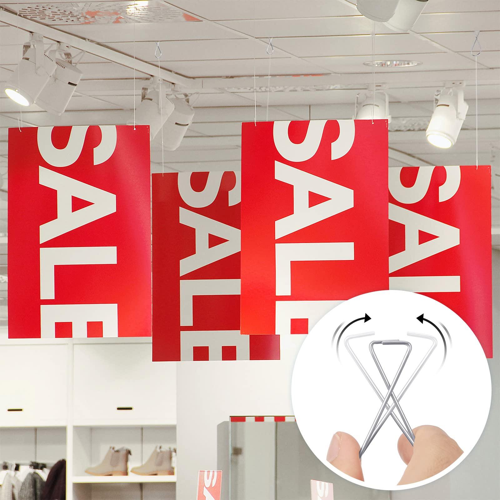 Outus 300 Packs Ceiling Hook Tile Hooks T-bar Clips Drop Ceiling Clips for Office, Classroom, Home and Wedding Decoration, Hanging Sign from Suspended Tile/Grid/Drop Ceilings