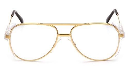 Pyramex Safety Pyramex Pathfinder Aviator Safety Glasses with Gold Frame and Clear Lens