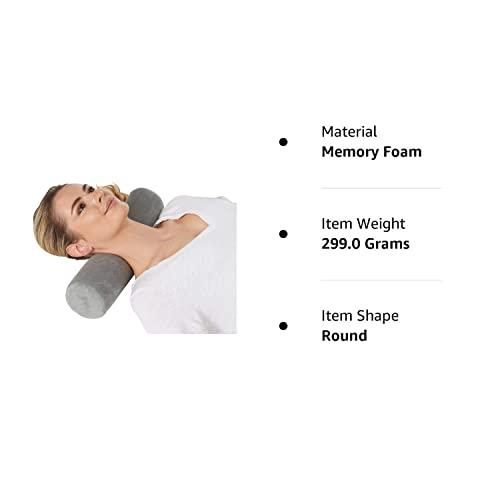 AllSett Health AllSett Health Cervical Neck Roll Memory Foam Pillow, Bolster Pillow, Round Neck Pillows Support for Sleeping | Bolster Pillow for Bed, Legs, Back and Yoga