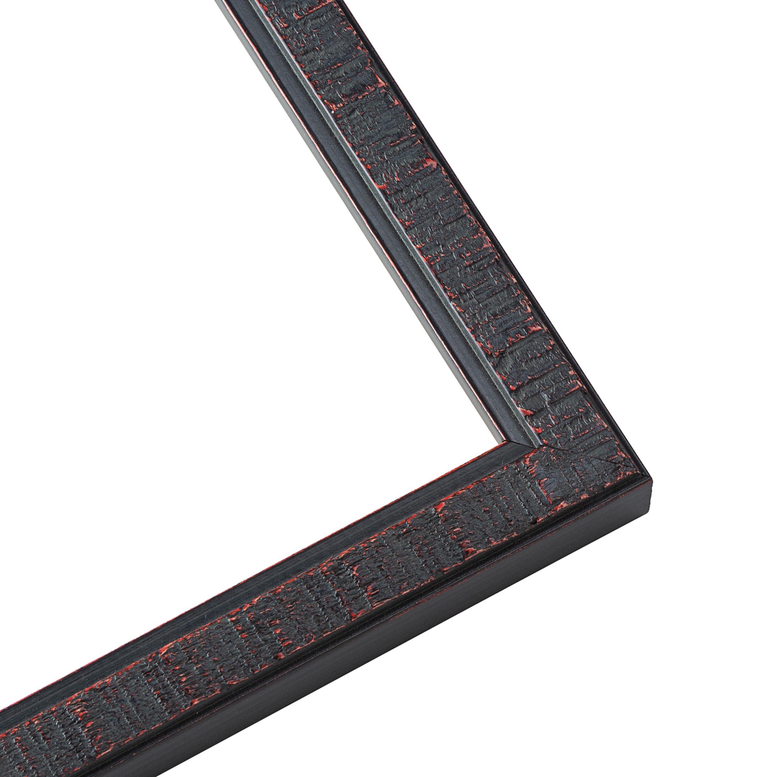 CustomPictureFrames.com 26x23 Rustic Brown Real Wood Picture Frame Width 0.75 Inches | Interior Frame Depth 0.5 Inches | Kingsley Brown Distressed Photo Frame Complete with UV Acrylic, Foam Board Backing & Hanging Hardware