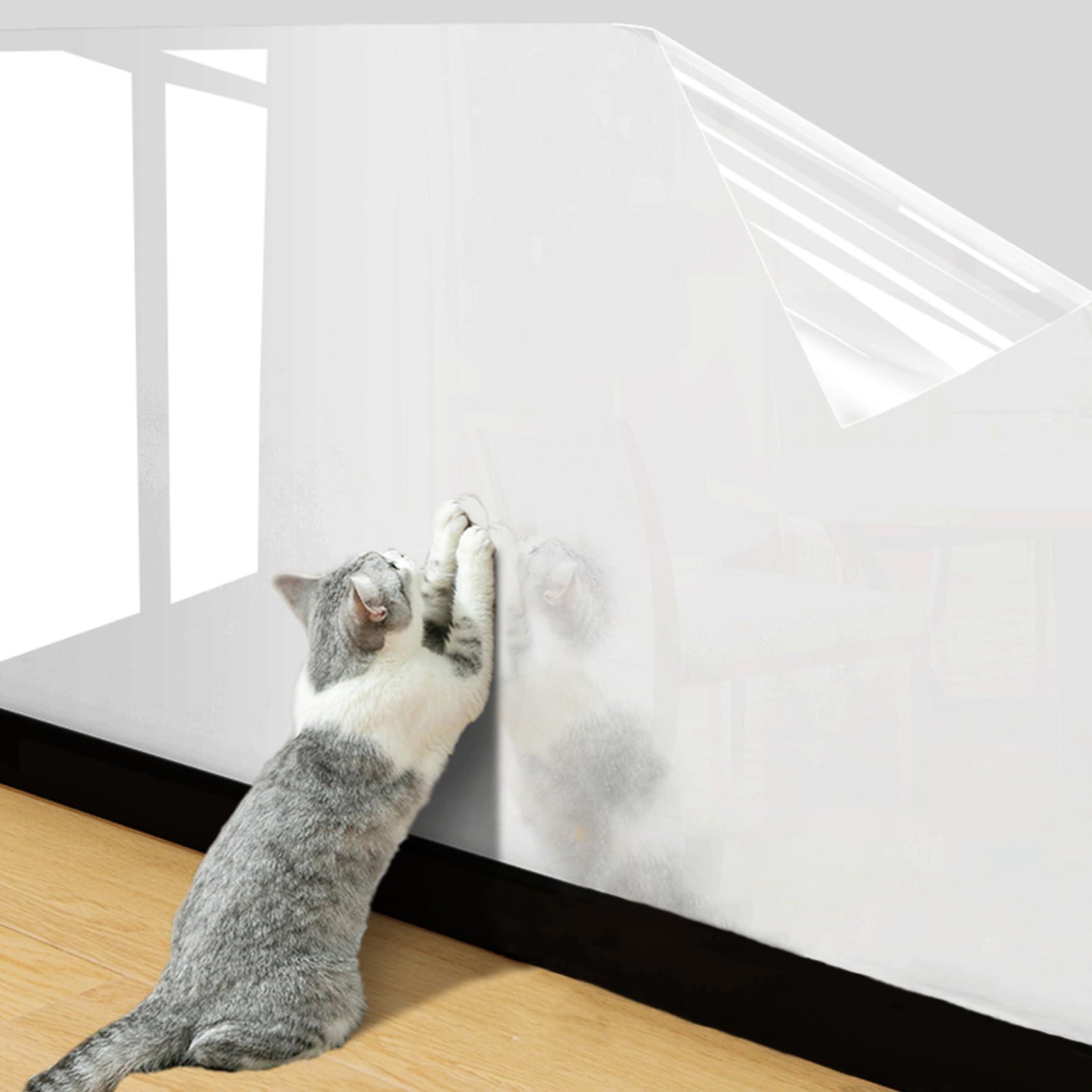 MaoMaoCha Wall Protector Clear Contact Paper Electrostatic Absorption Wall Protective Film Removable Transparent Plastic Static Cling Stickers for Kitchen and Office from Bin Chair Back Furniture Door Dog Cat