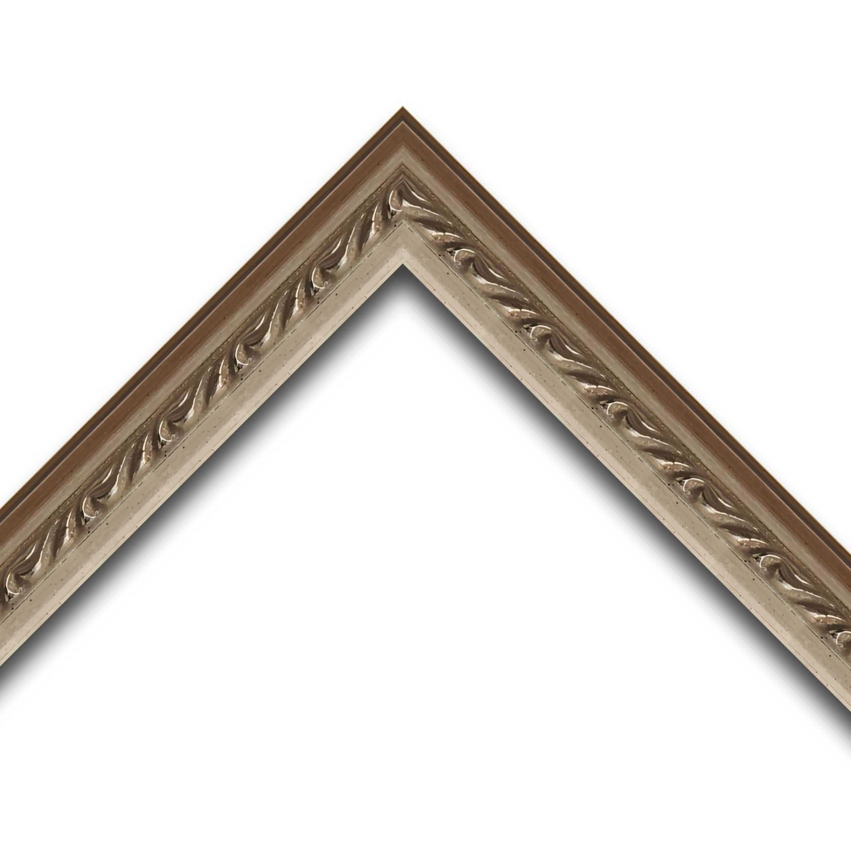 Poster Palooza Poster Palooza 17x11.5 Frame Silver Ornate Vintage Solid Wood Picture Frame | 0.75 Inch Moulding Width | with UV Acrylic Plexiglass, Foam Board Backing & Hanging Hardware Included