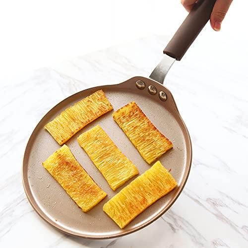 LI-GELISI LI-GELISI Hard Anodized Non-Stick Coating Carbon Steel Pan Cast Iron Comal Griddle, Round Comal Pan, Seasoned, 10 inch (Golden)