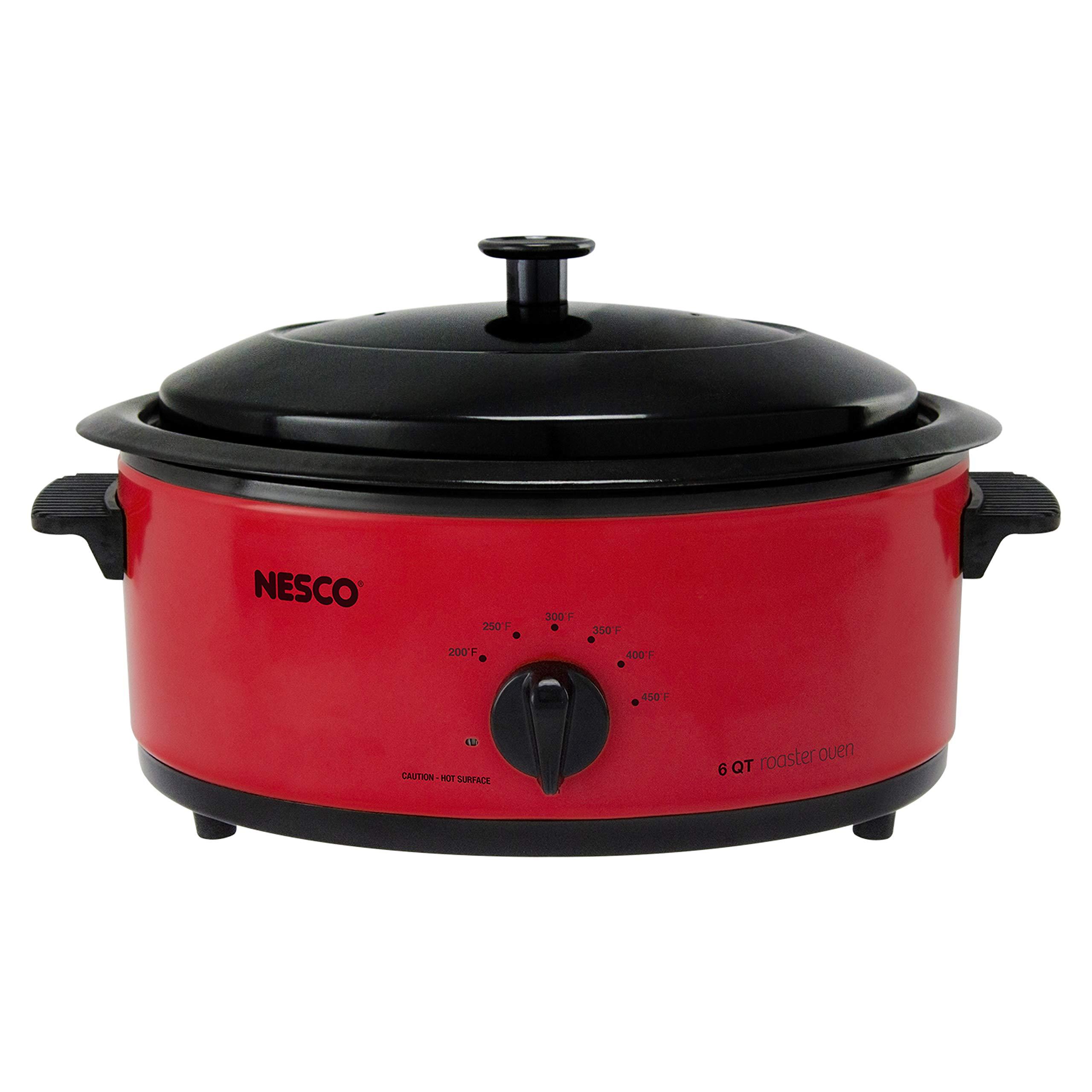 Nesco NESCO 4816-12, Roaster Oven with Porcelain Cookwell, Red, 6 quart, 750 watts