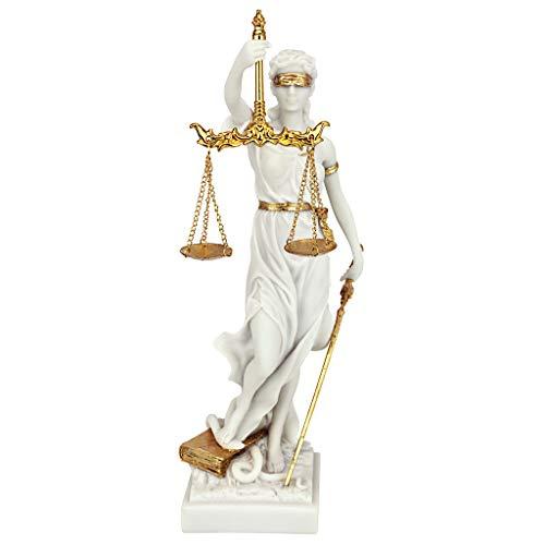 Design Toscano Design Toscano Themis Blind Lady of Justice Statue Lawyer Gift, 13 Inch, White-Small