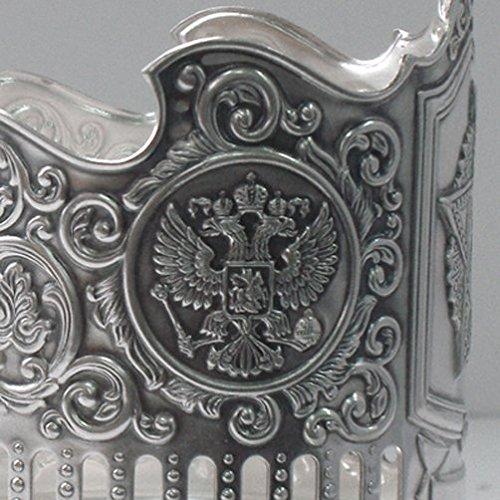 RussianOrnaments IMPERIAL EAGLE RUSSIAN COAT ARMS TEA GLASS METAL HOLDER CLASSIC GIFT KOLCHUGINO