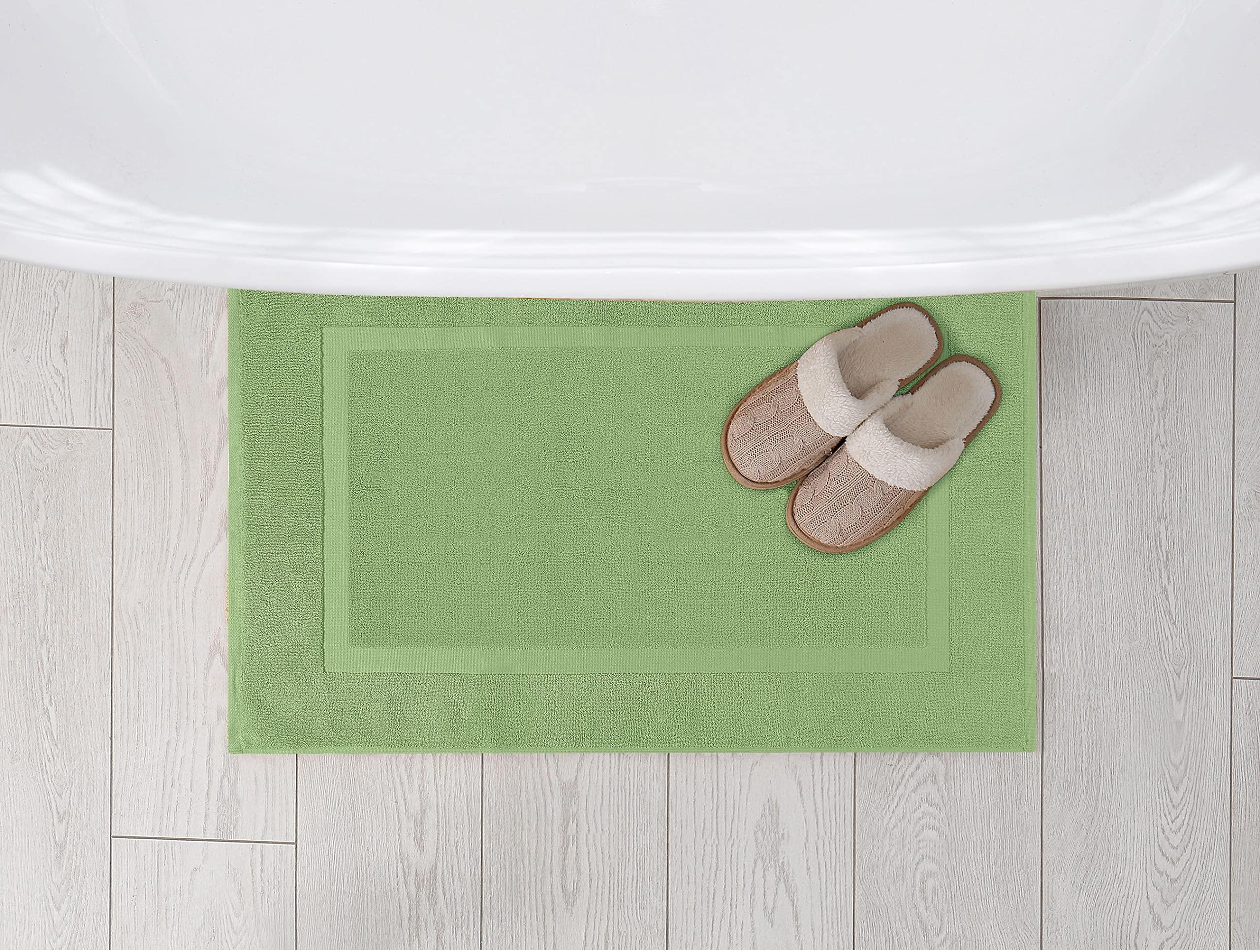 Utopia Towels Utopia Towels Cotton Banded Rug, Bath Mats, [Not a Bathroom Rug], 21x34 Inches, 100% Ring Spun Cotton - Highly Absorbent and Machine Washable Shower Bathroom Floor Mat, Sage Green, 2 Pack