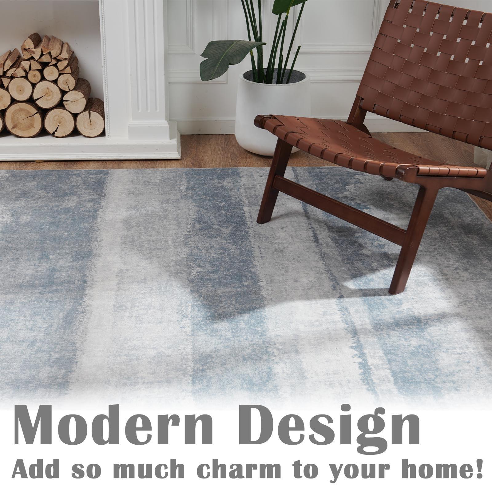 COLLACT COLLACT Hallway Runner Rug 2x7 Washable Rug Area Rug Modern Abstract Rug Indoor Contemporary Carpet Chenille Thin Rug Kitchen Grey Print Non Slip for Bathroom Bedroom Living Room