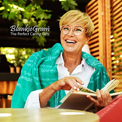 BlankieGram.com BlankieGram Healing Thoughts Throw Blanket, Comfort Gifts, Spread Positive Energy, Send Hugs with Inspirational Blanket, Perfect Get Well Gifts for Women, Men and Children - 50\"x60\" (Grey)
