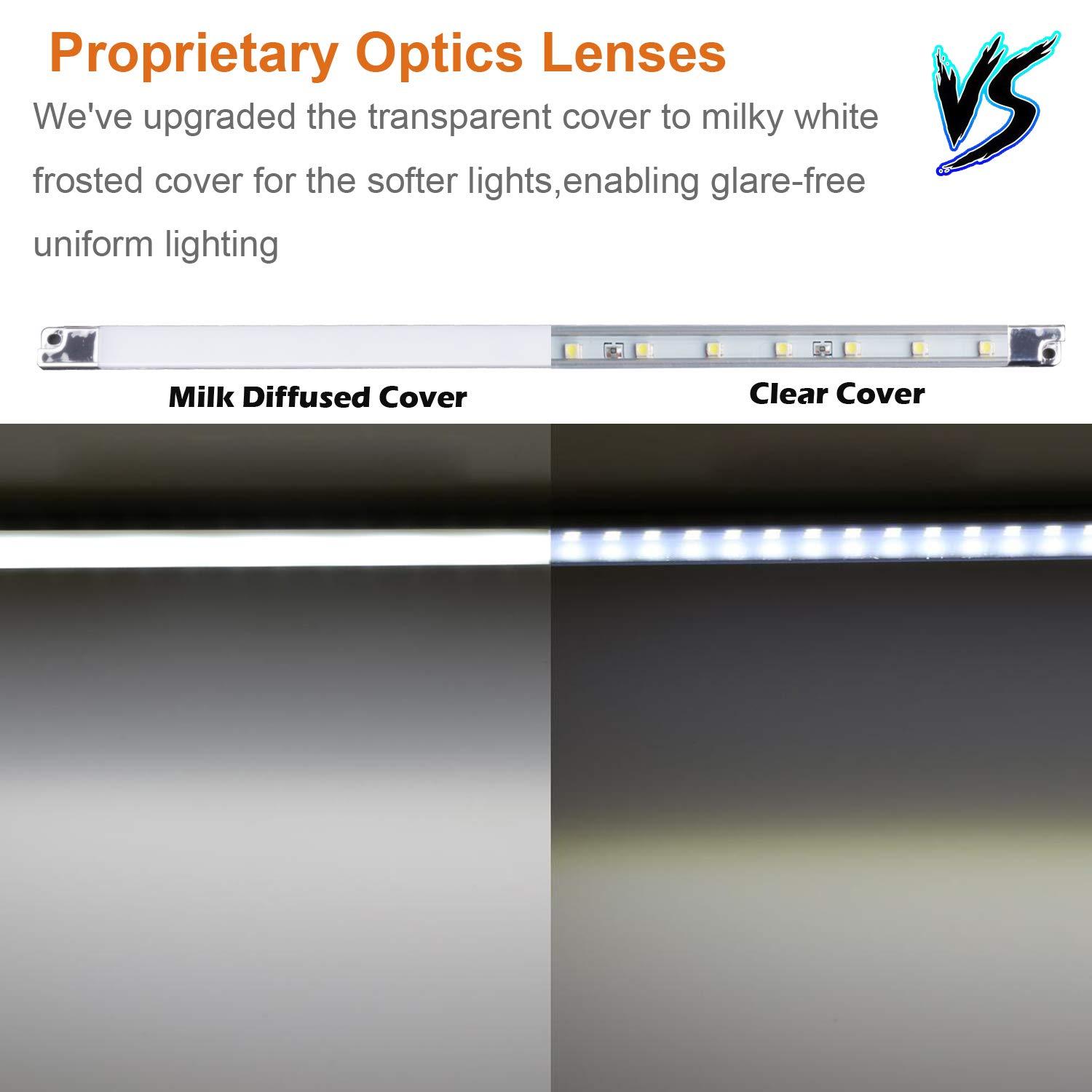 Cefrank Cefrank LED Display Lights, (4) Strip Light Bars for Display Case Shelf Showcase Bookshelf Kitchen Workbench, Plug-in Under Cabinet Lighting - (6000K, Cool White)