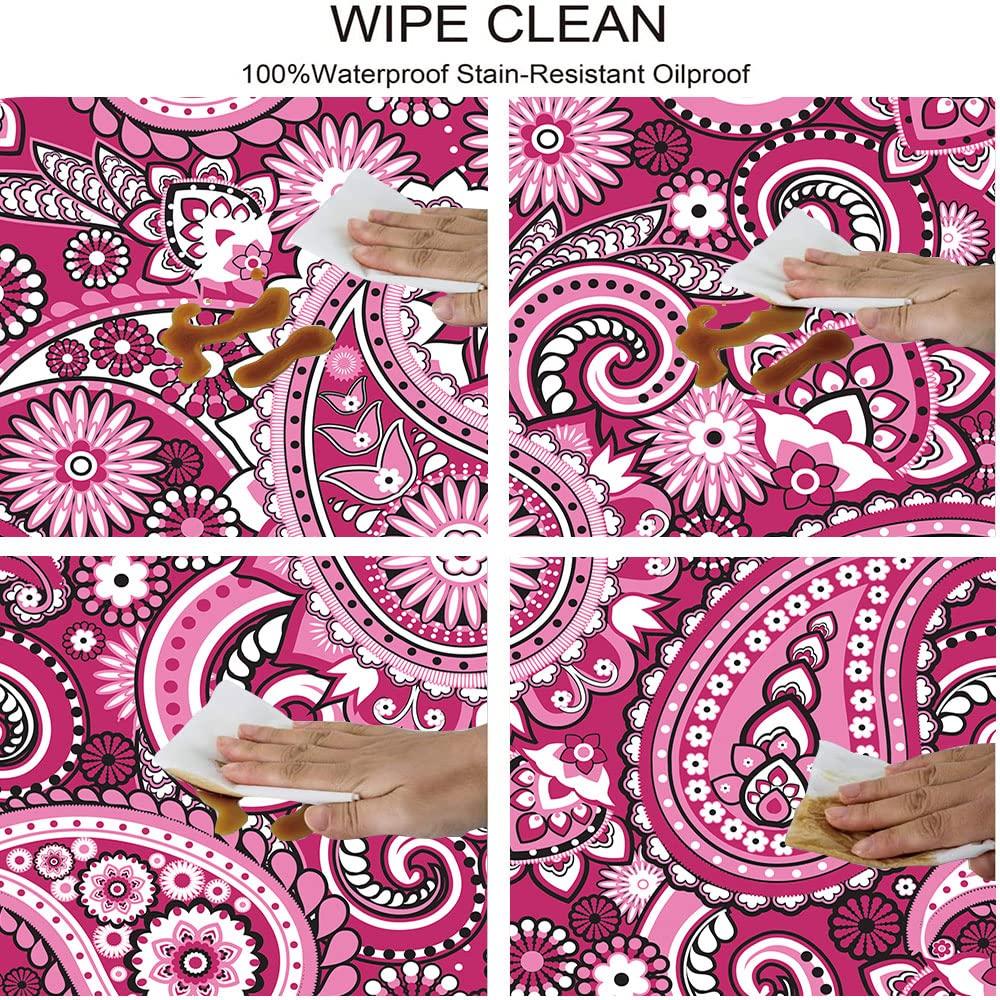 VBTGVE VBTGVE Paisley Round Table Cloth, Paisley Art Design Print, Elastic Edge, Waterproof and wipeable, Suitable for Wedding/Banquet/Restaurant/Party, Fit for 62\" Table,