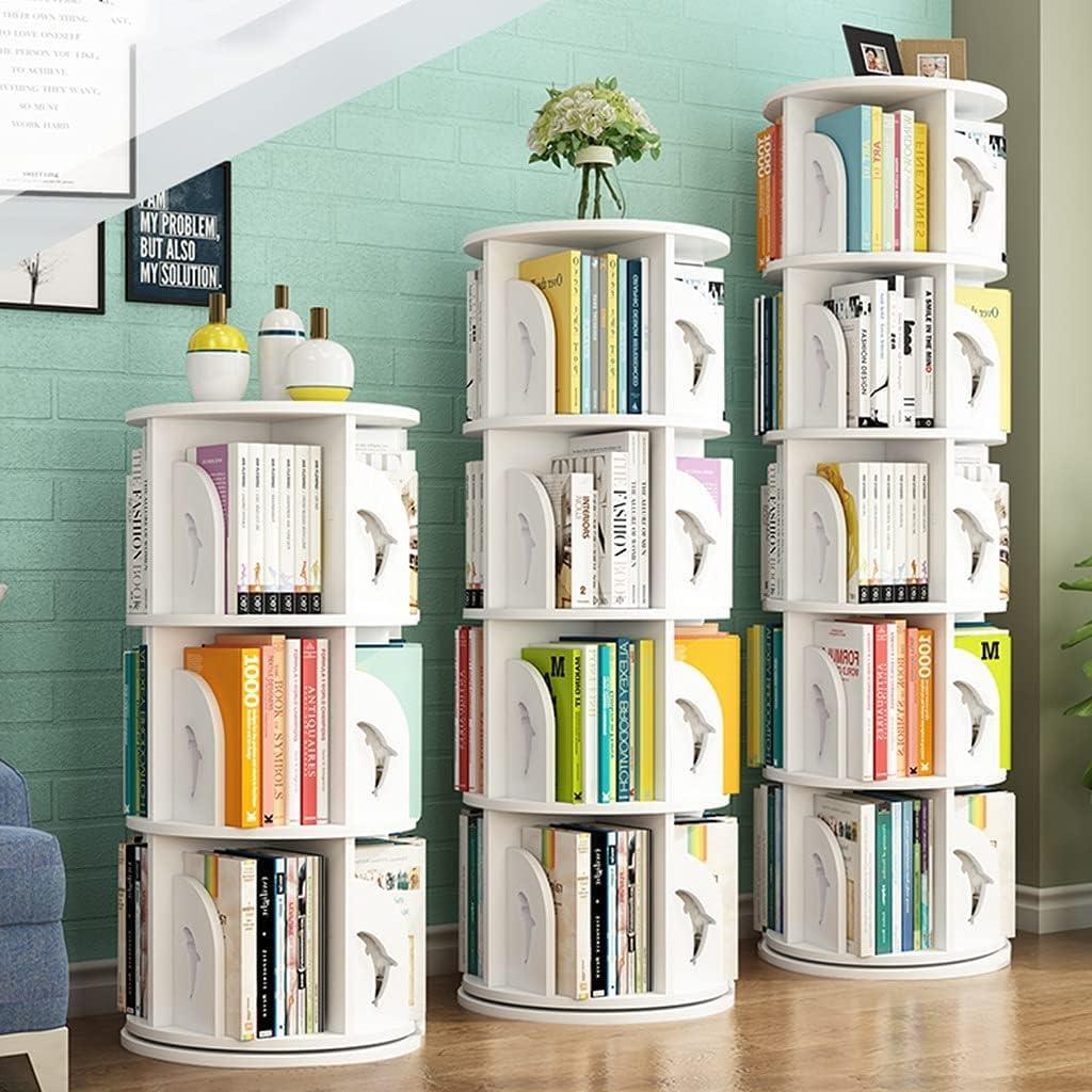 UINGBPXT UINGBPXT Corner Bookshelf 360 Rotating Bookshelf Round Standing Bookcase Large Capacity Book Rack Multi-Layer Bookshelf Organizer for Kids Perfect Display