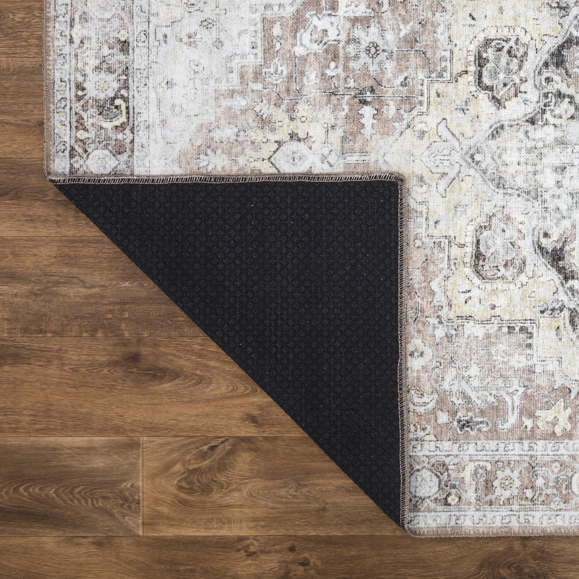 Bloom Rugs Bloom Rugs Washable Non-Slip 6' x 9' Rug - Blush/Beige Traditional Medallion Area Rug for Living Room, Bedroom, Dining Room, and Kitchen - Exact Size: 6' x 9'