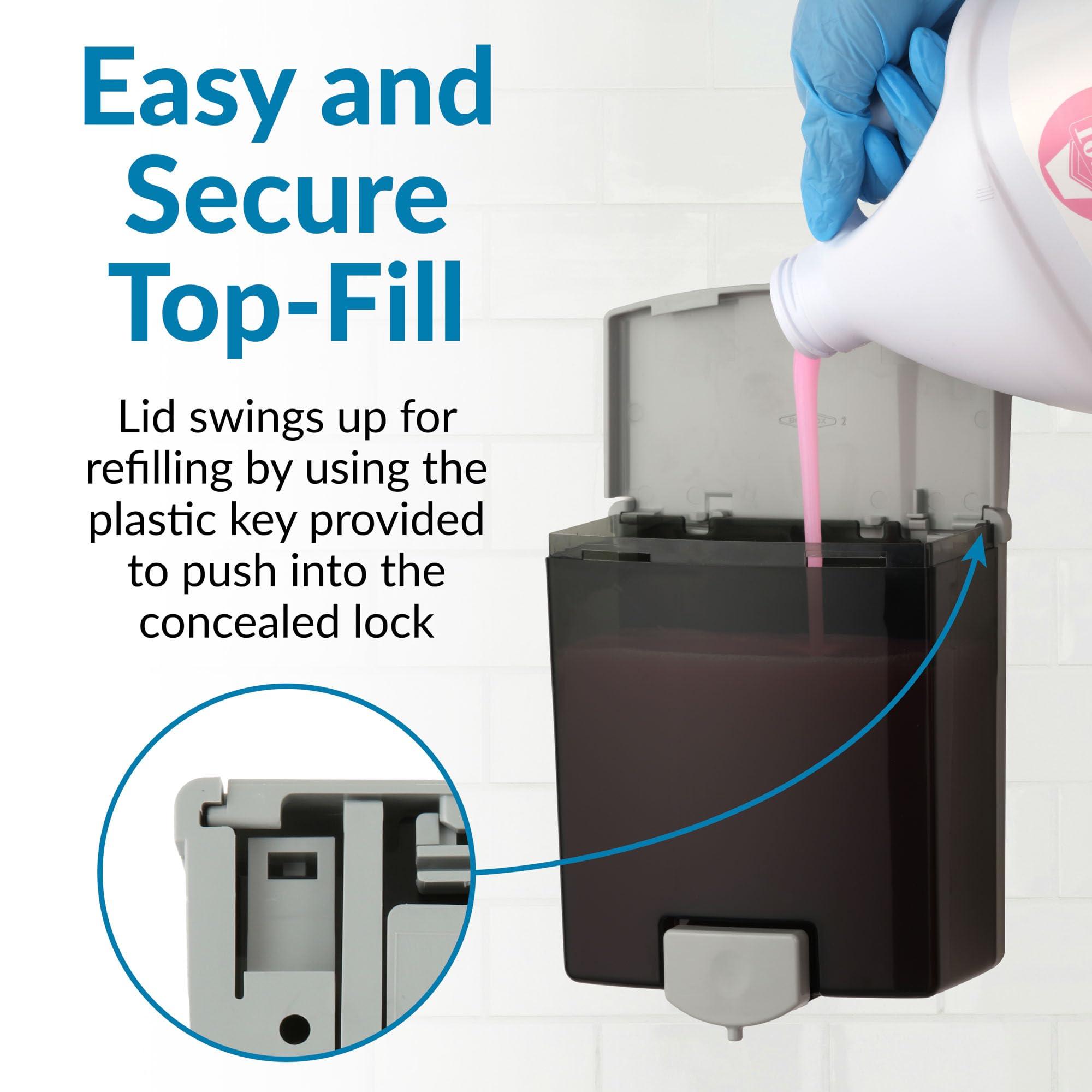 Bobrick Bobrick Surface-Mounted Soap Dispenser - Manual Wall-Mounted 40 fl oz Capacity Top Fill, ADA Compliant, Vandal-Resistant, Visible Soap Level, All-Purpose Liquid Soap Dispenser for Commercial Bathrooms (Model B-40)