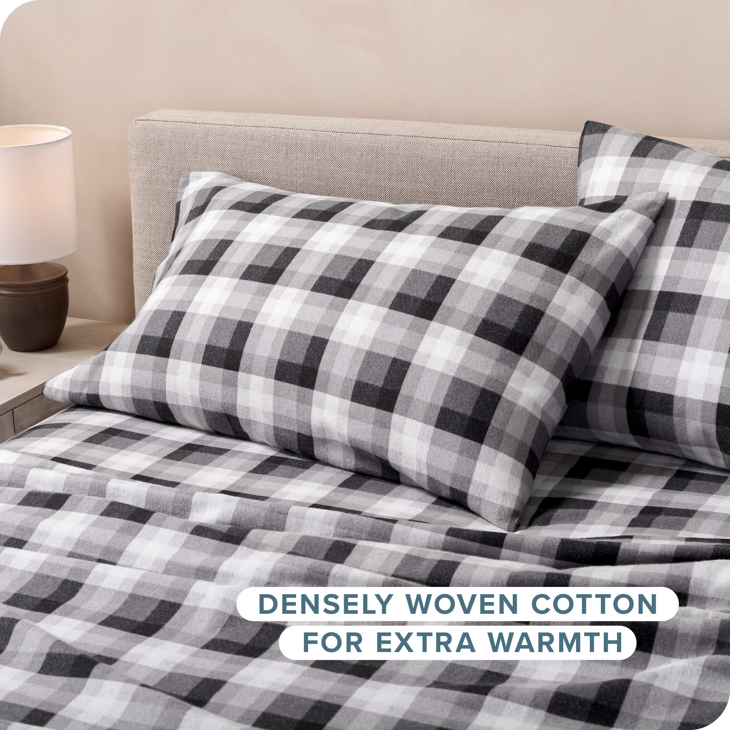 Bare Home Bare Home Flannel Sheet Set Prints, 100% Cotton, Velvety Soft Heavyweight - Double Brushed for Softness & Comfort - Deep Pocket - Bed Sheets (Twin, Oliver Plaid - Grey)