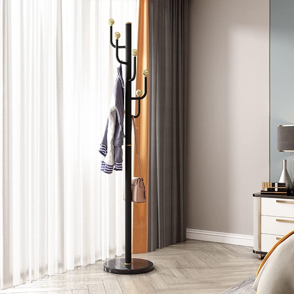 BNNP Hall Trees Coat Racks Floor-Standing Coat Rack Heavy-Duty Stainless Steel Metal Coat Shelf Living Room Corridor Corner Coat Racks Jacket Bag Hat Rack Marble Base Coat Rack Freestanding