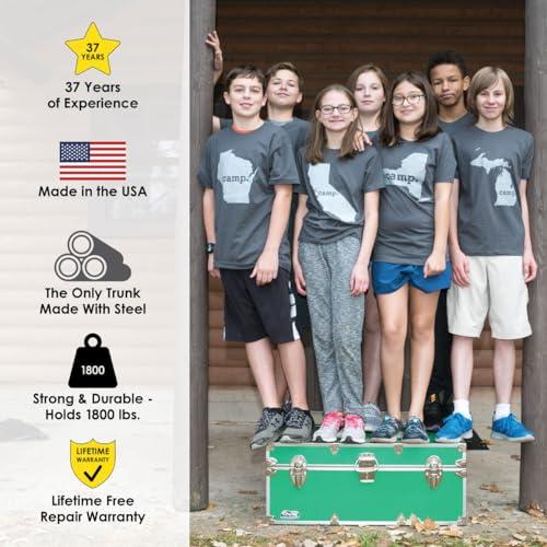 C&N Footlockers C&N Footlockers - XL Graduate Storage Trunk - Made in the USA - STEEL Footlocker for College Dorm Room & Summer Camp - 32 x 18 x 18.5 Inches (Mint)