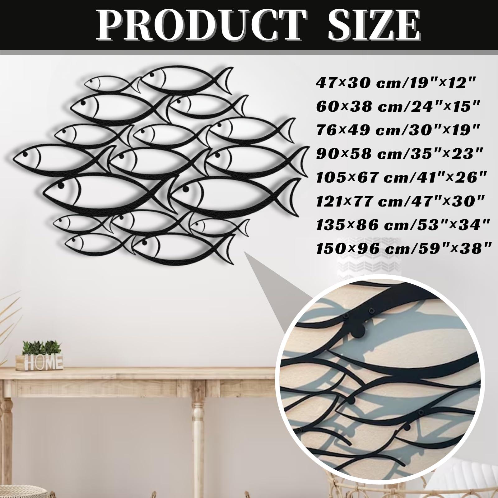 rumloch rumloch School of Fish Metal Wall Art,Fish Metal Wall Art,Metal Fish Art, Nautical Wall Decor, Beach Wall Sign, Fish Wall Hanging, Minimalist Wall Hanging, Home Gift (4730 cm/19"12" in)