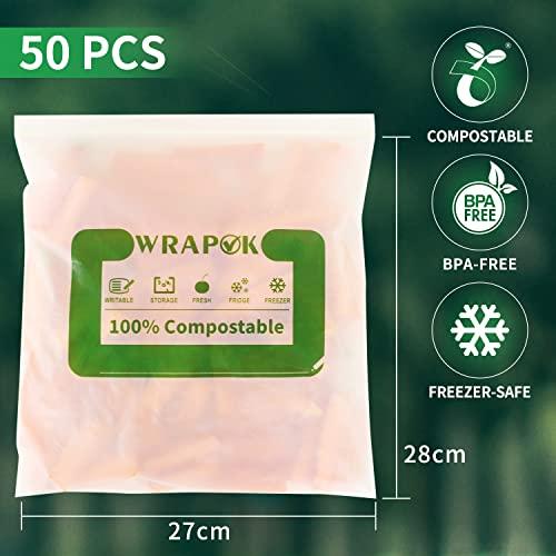 WRAPOK WRAPOK 100% Compostable Gallon Bags Biodegradable Storage Freezer Bag for Vegetables, Fruits or Meats, 100 Count