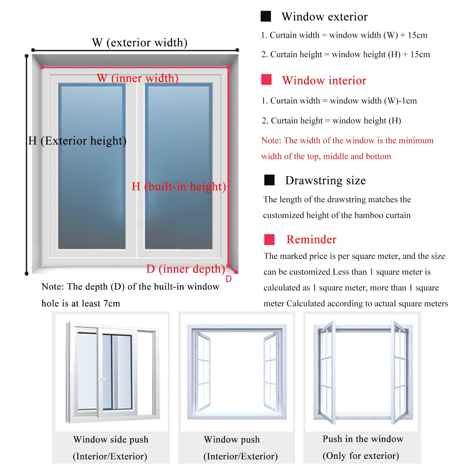 SHUITUKOUU Bamboo Shades for Doors,Natural Roman Curtain,Blackout Bamboo Window Shades,Outdoor Woven Wood Roller Shades,for Windows,Balcony,French Doors,Dining Hall,Indoor,W150xH200cm/59x79in