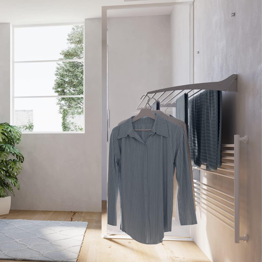 foxydry foxydry Fold, Wall-Mounted Clothes Drying Rack, Vertical Folding Indoor Outdoor Clothes line in Aluminium Steel (120 cm)